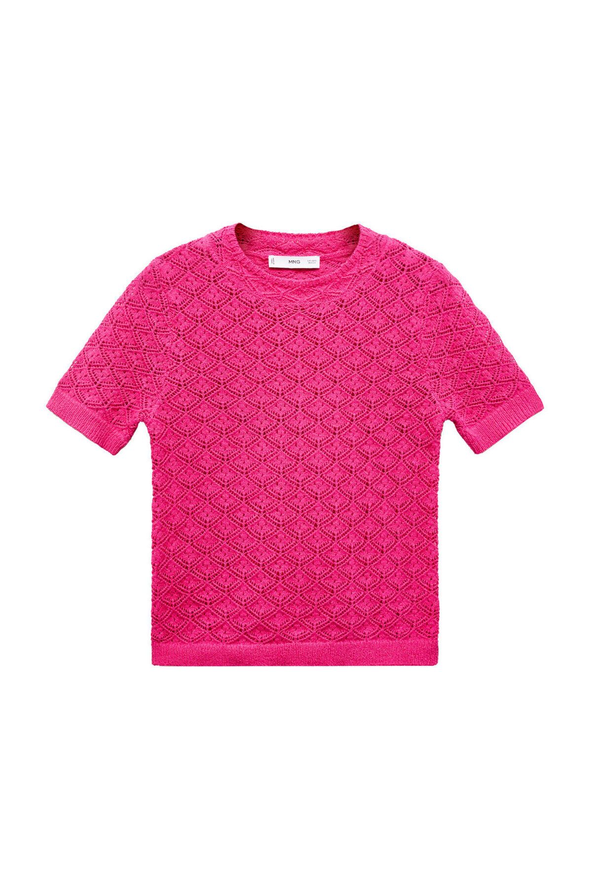 MANGO Woman-Pulover ajurat cu maneca scurta 2