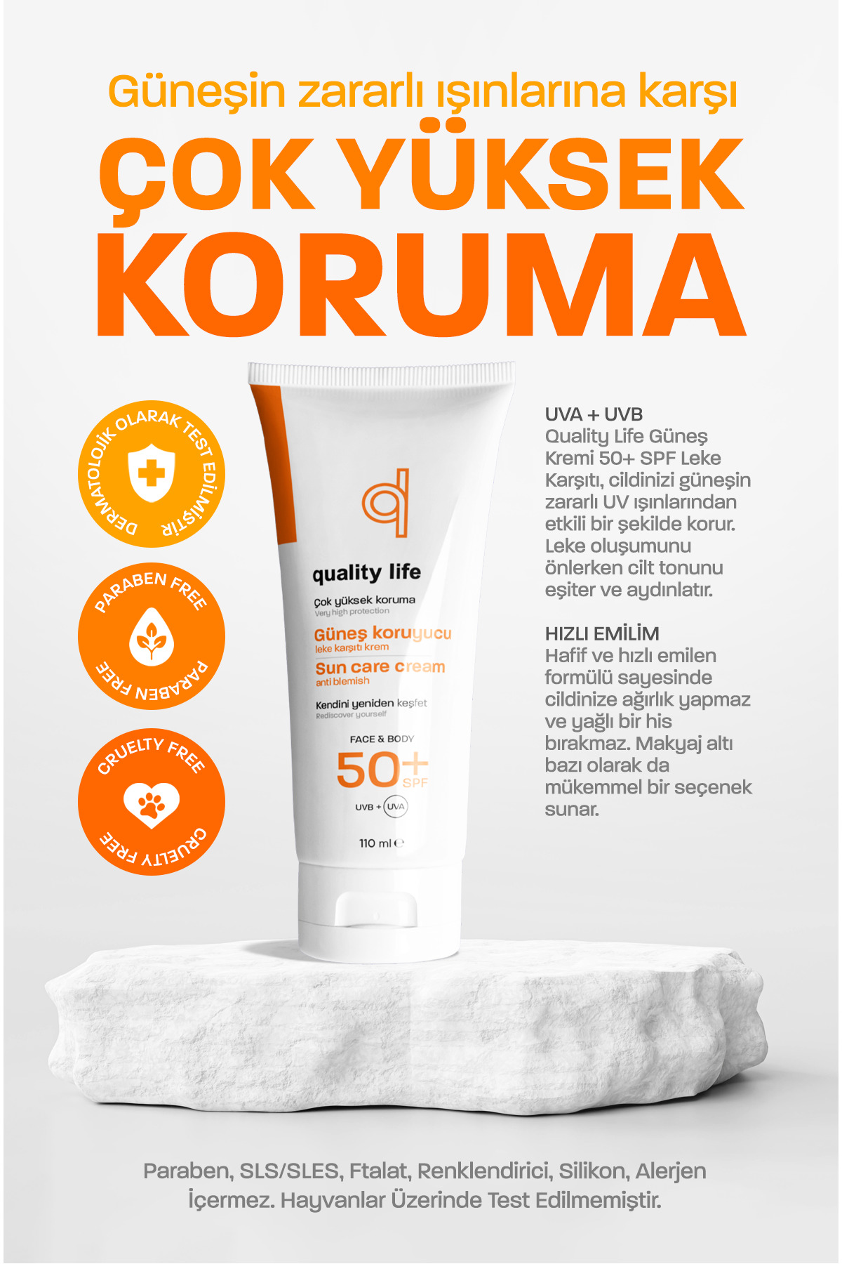 Quality Life Ql Bebek Ve Yetişkin Güneş Kremi Seti 50+ Faktör 110 Ml Leke Karşıtı fotoğrafı 3 (önizleme)