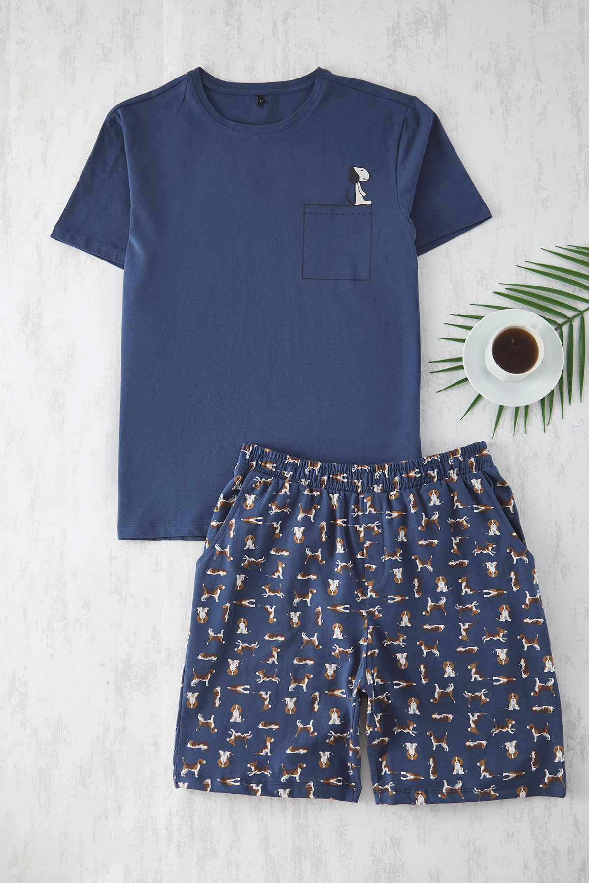 Trendyol Collection-Indigo Regular Fit - Set pijamale tricotate cu model câine THMSS21PT0324 2