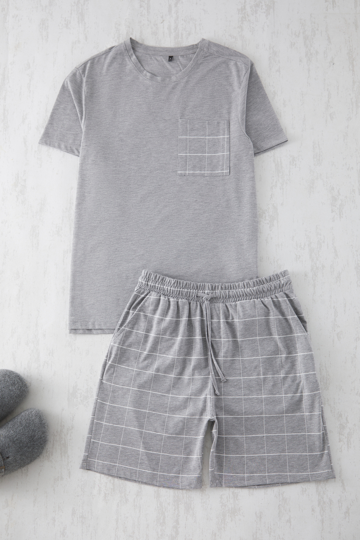 Trendyol Collection-Kostkovaná pletená pyžamová souprava Regular Fit Grimelanj TMNSS25PT00034 2