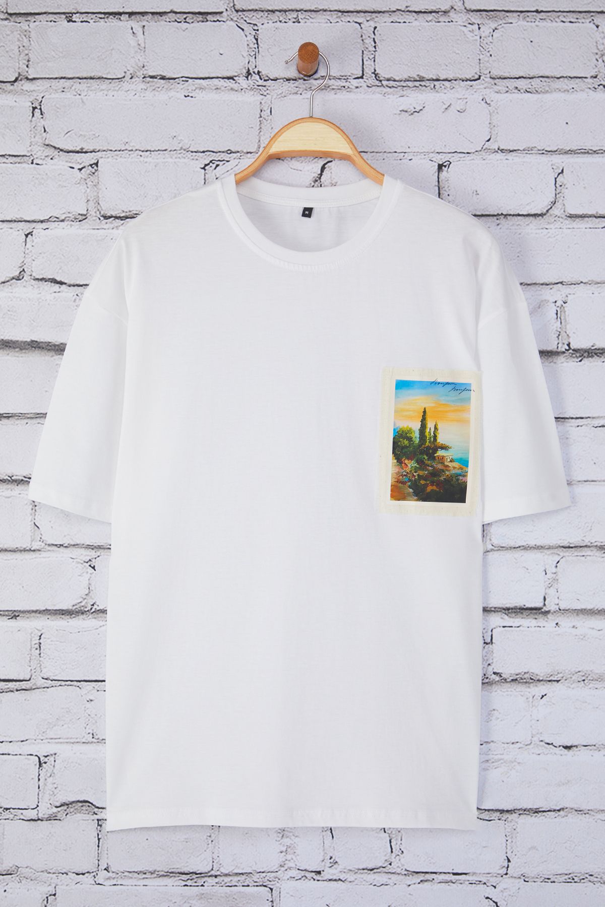 Trendyol Collection Biała, Oversize'owa Koszulka Z Okrągłym Dekoltem Mężczyzna - XS