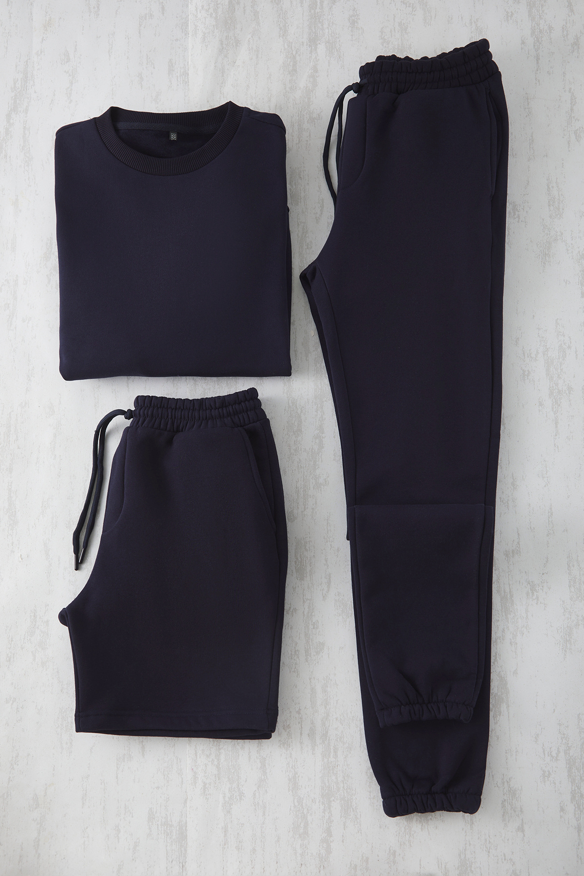 Trendyol Collection-Φούτερ Navy Blue Oversize - Φούτερ και ανδρικά σορτς 3 τεμαχίων TEDAW25EM00003 4