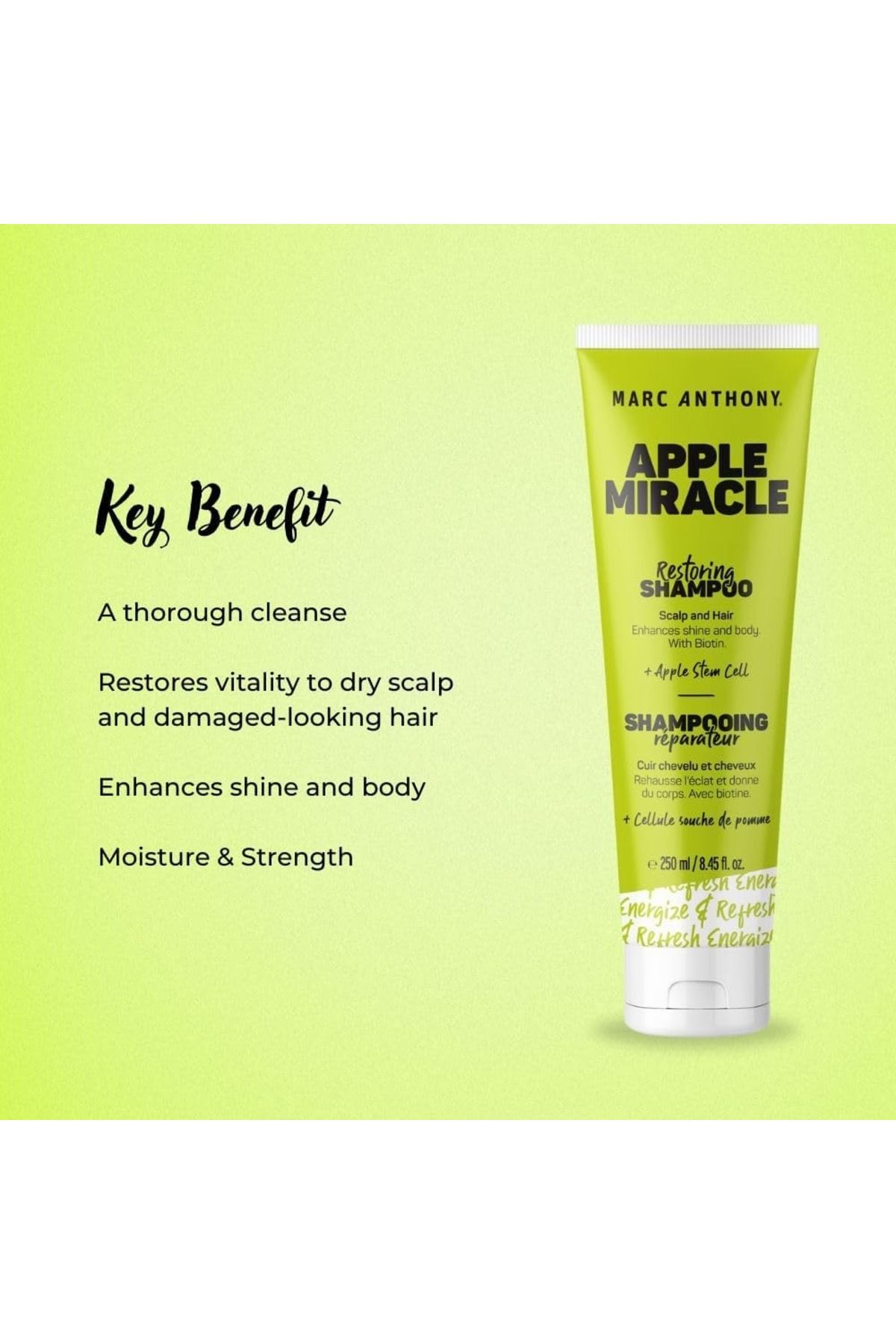 MARC ANTHONY-Marc Anthony Apple Miracle Restoring Shampoo, Infused With Apple Stem Cell & Biotin - 250 Ml 3