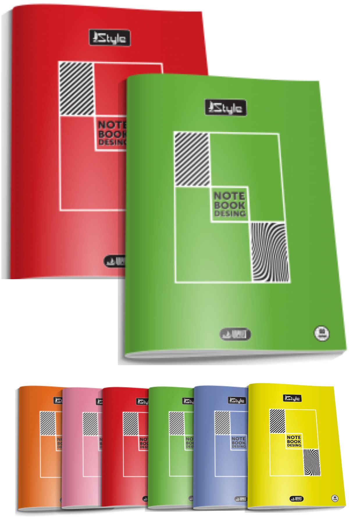 Glanart-2 Pcs A4 Size Plastic Cover 60 Sheets Ruled Notebook Edge Red Lined 2