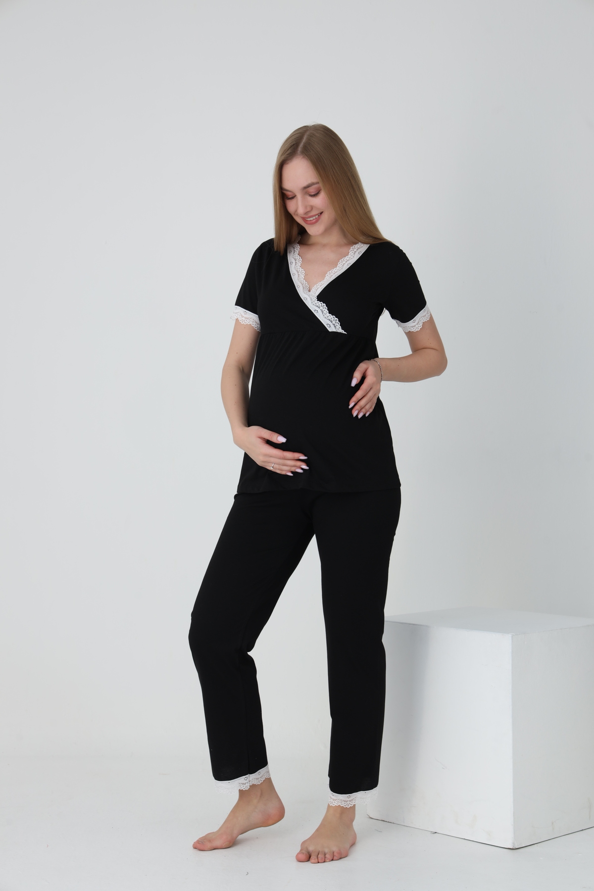 Miss Dünya Lissa Emzirmeye Uygun Lohusa Ve Hamile Pijama Takımı fotoğrafı 3 (önizleme)