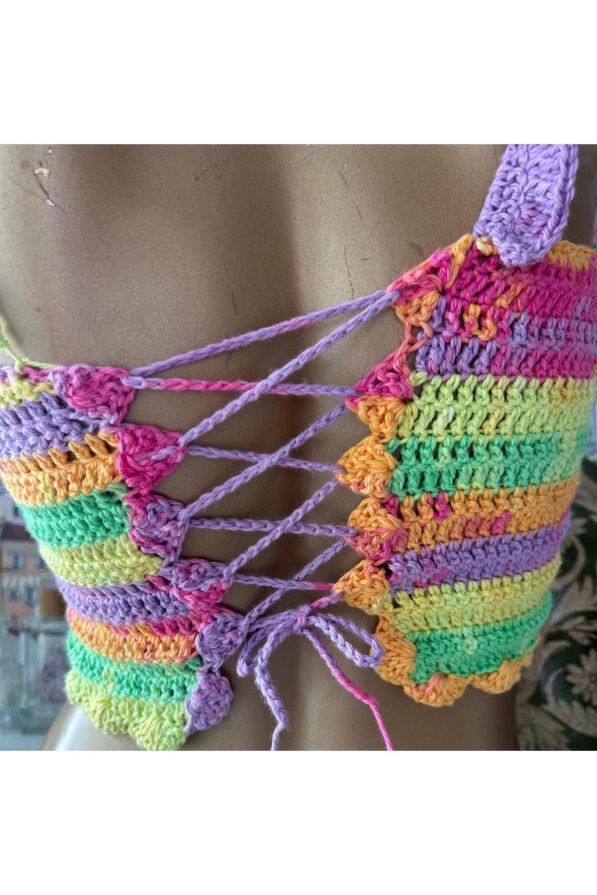 PERA ÖRGÜ SANATI-Hand Knitted Crop Bustier 5