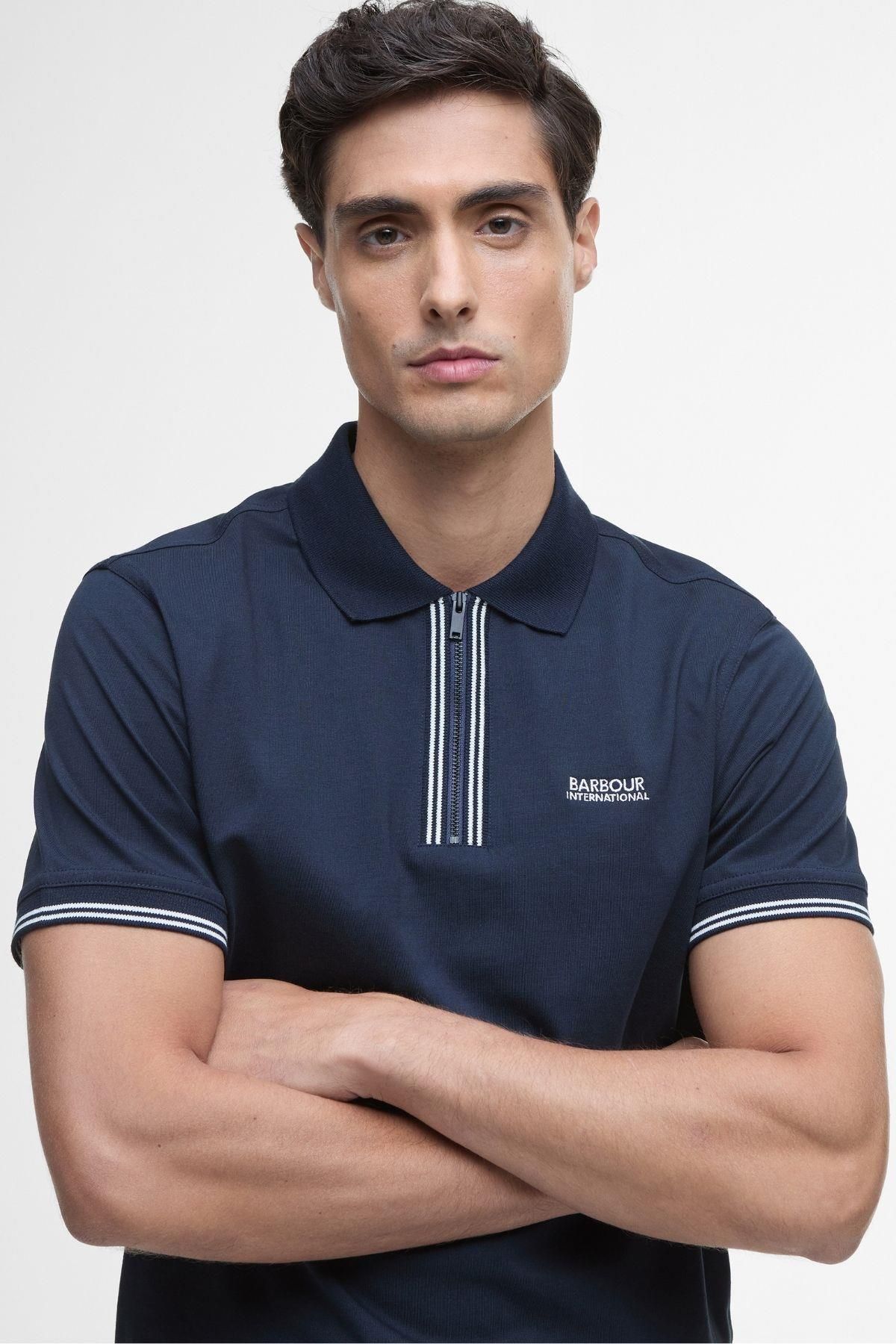 تی شرت یقه پولو آبی مردانه B.INTL TWIN POLO YAKA NY91 NAVY Barbour