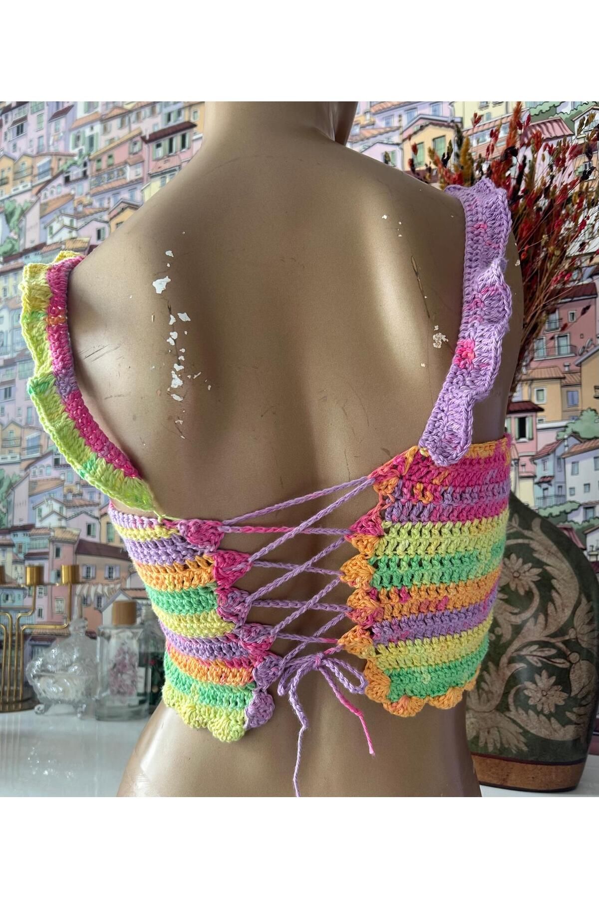 PERA ÖRGÜ SANATI-Hand Knitted Crop Bustier 3