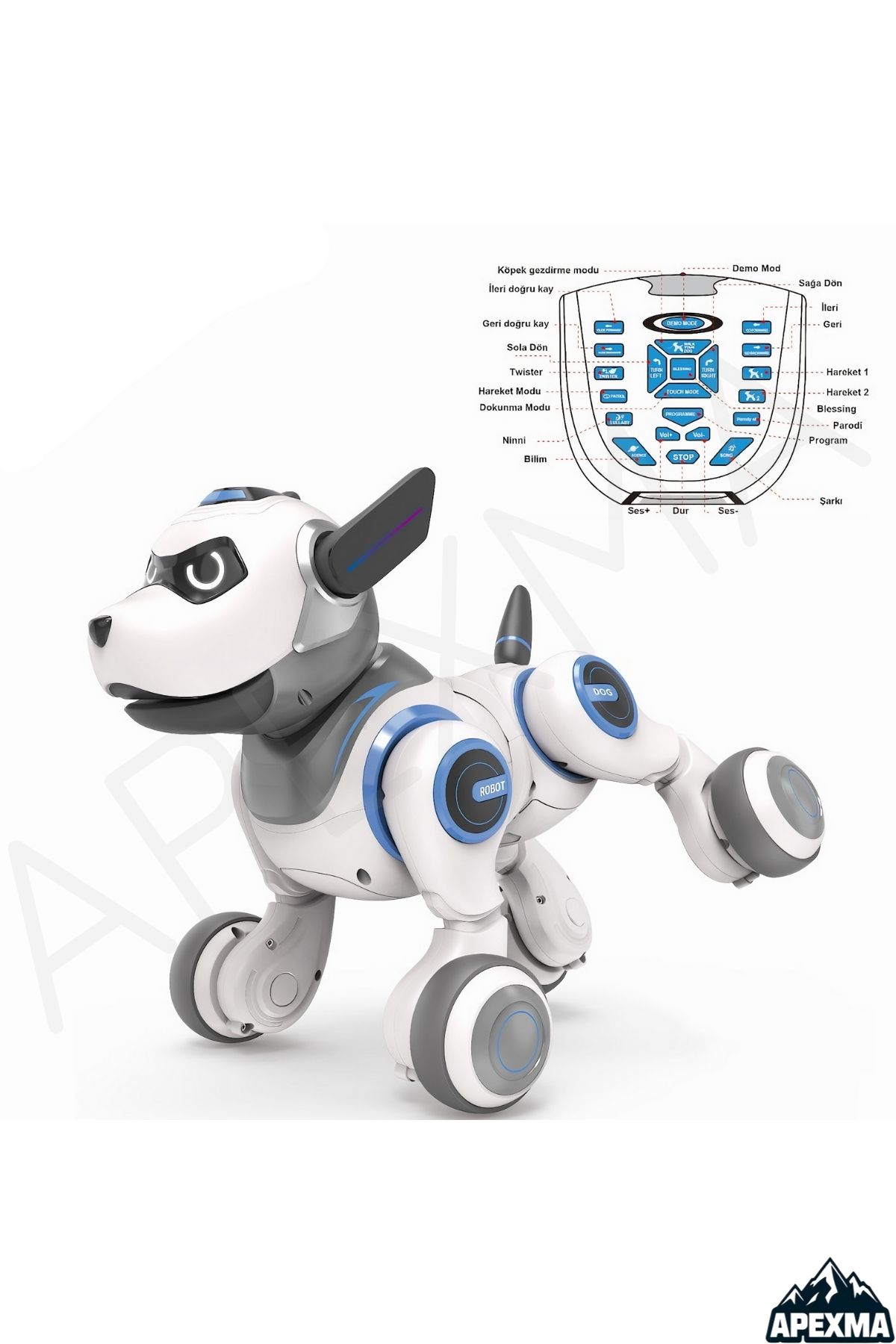 Oyuncak Uzaktan Kumandalı Şarjlı 22 Fonksiyonlu Dokunma Sensörlü Etkileşimli Akıllı Robot Köpek - 4