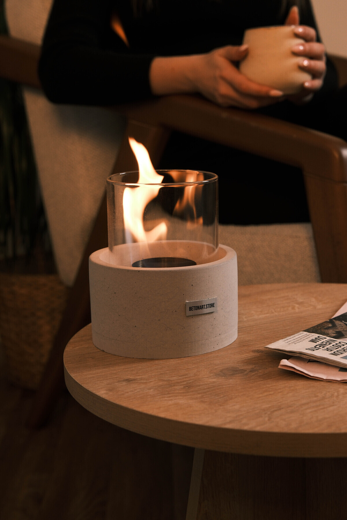 betonartt ( ORVA ) MASA ÜSTÜ ŞÖMİNE & ATEŞ ÇUKURU + BİOETHANOL ( 0,5 L ) YAKIT İLE BİRLİKTE