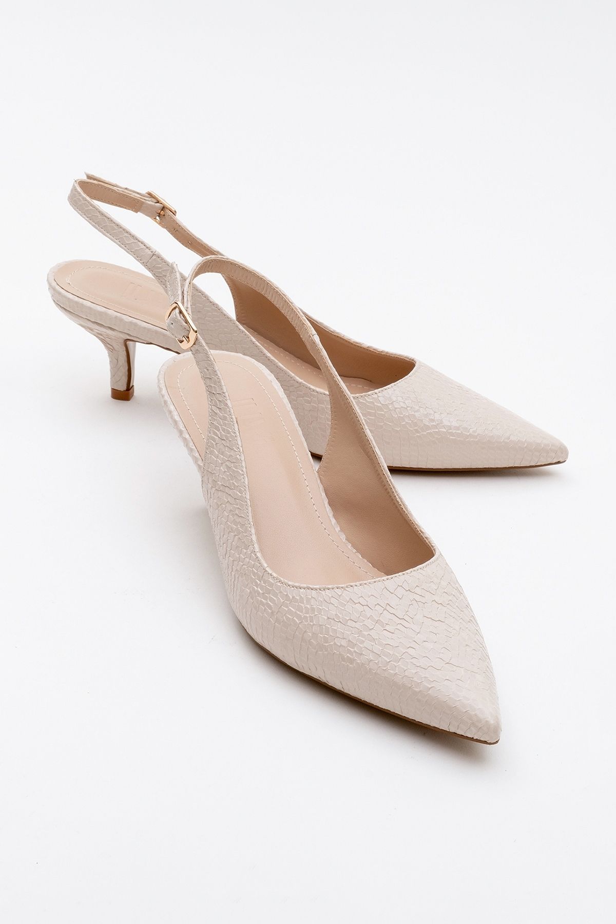 LuviShoes-VALUE Beige gemusterte Damenschuhe mit Absatz 1