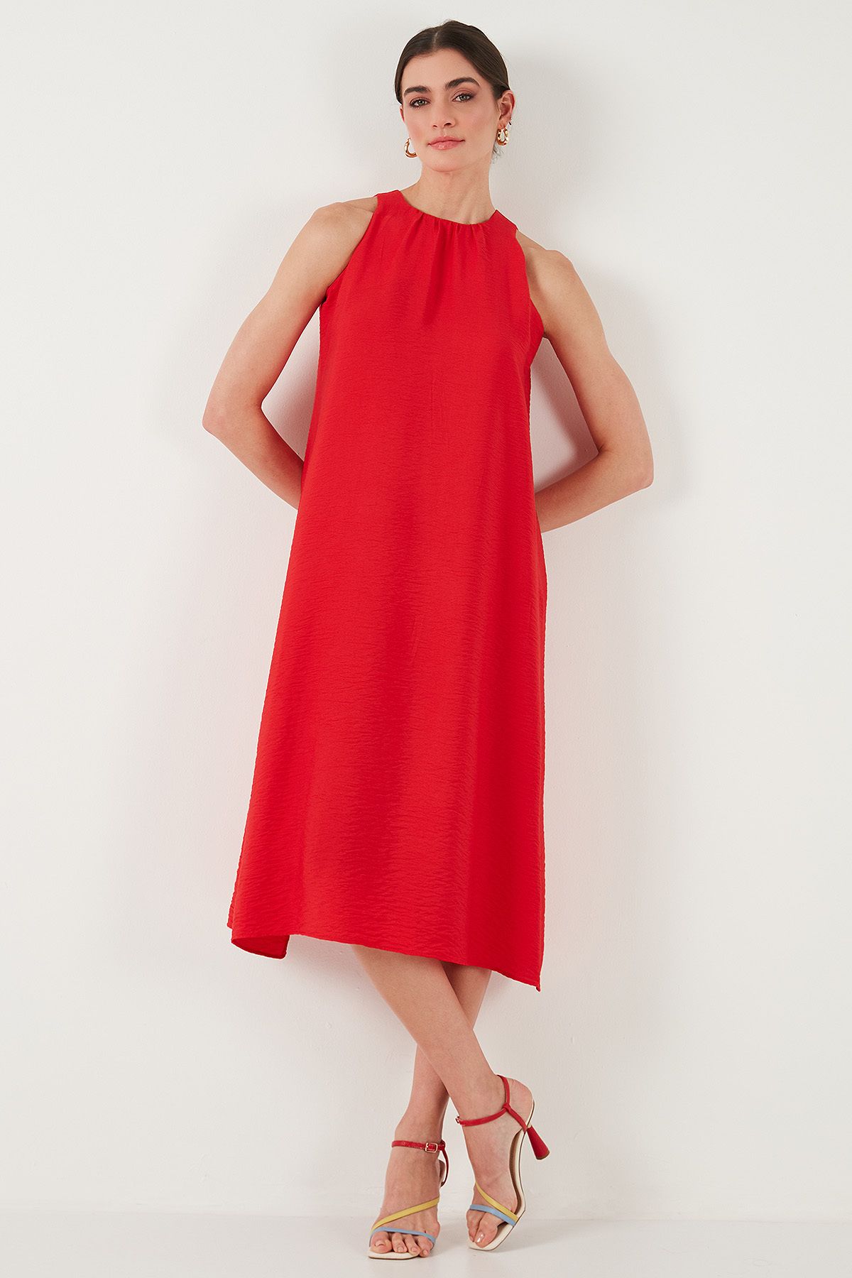 Lela-Rochie midi cu decolteu cu șarmuire cu croială normală ROCHIE 67810049 4