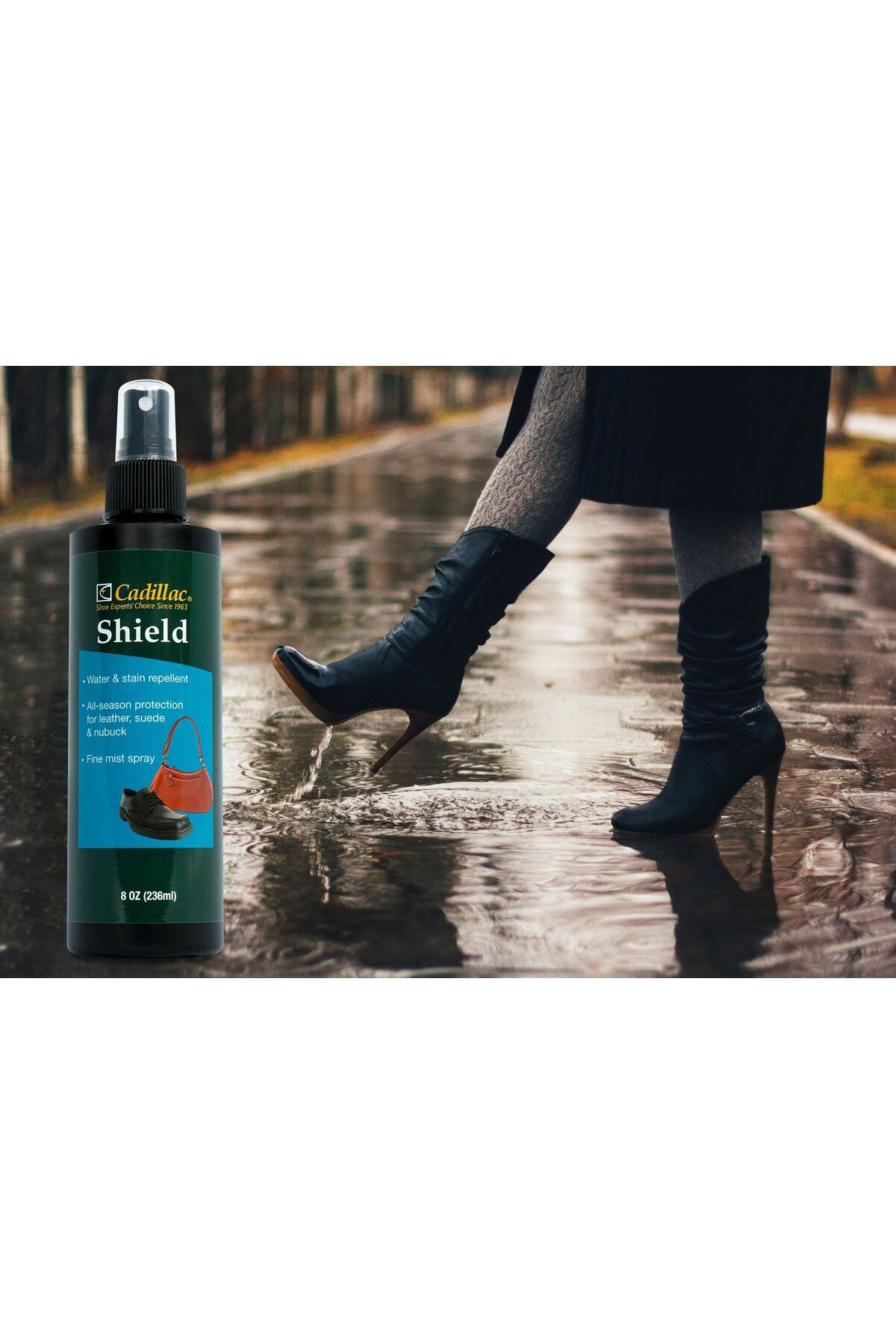 Cadillac-Shield Water & Stain Protector Spray - 8 oz - Waterproof for Leather, Suede, Fabric & More 3