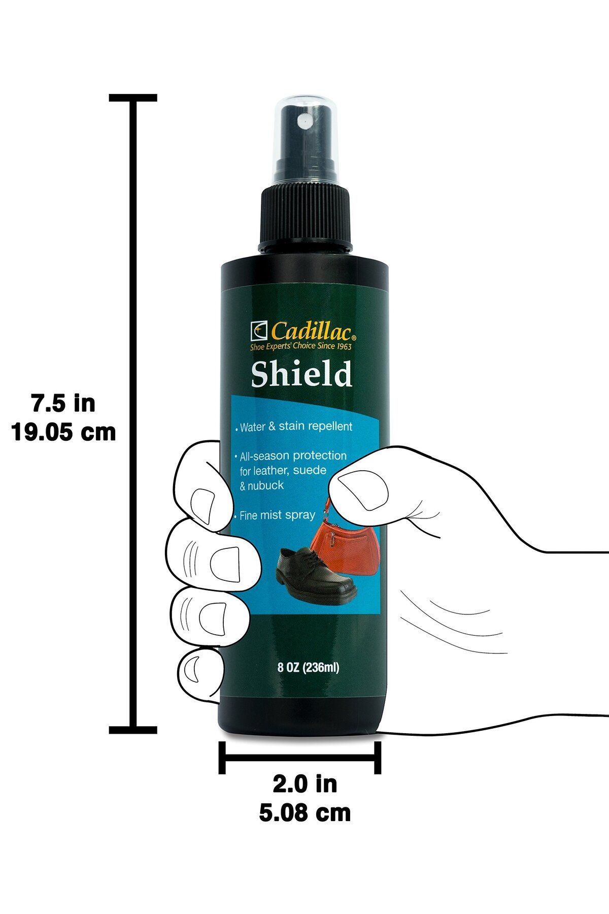 Cadillac-Shield Water & Stain Protector Spray - 8 oz - Waterproof for Leather, Suede, Fabric & More 5