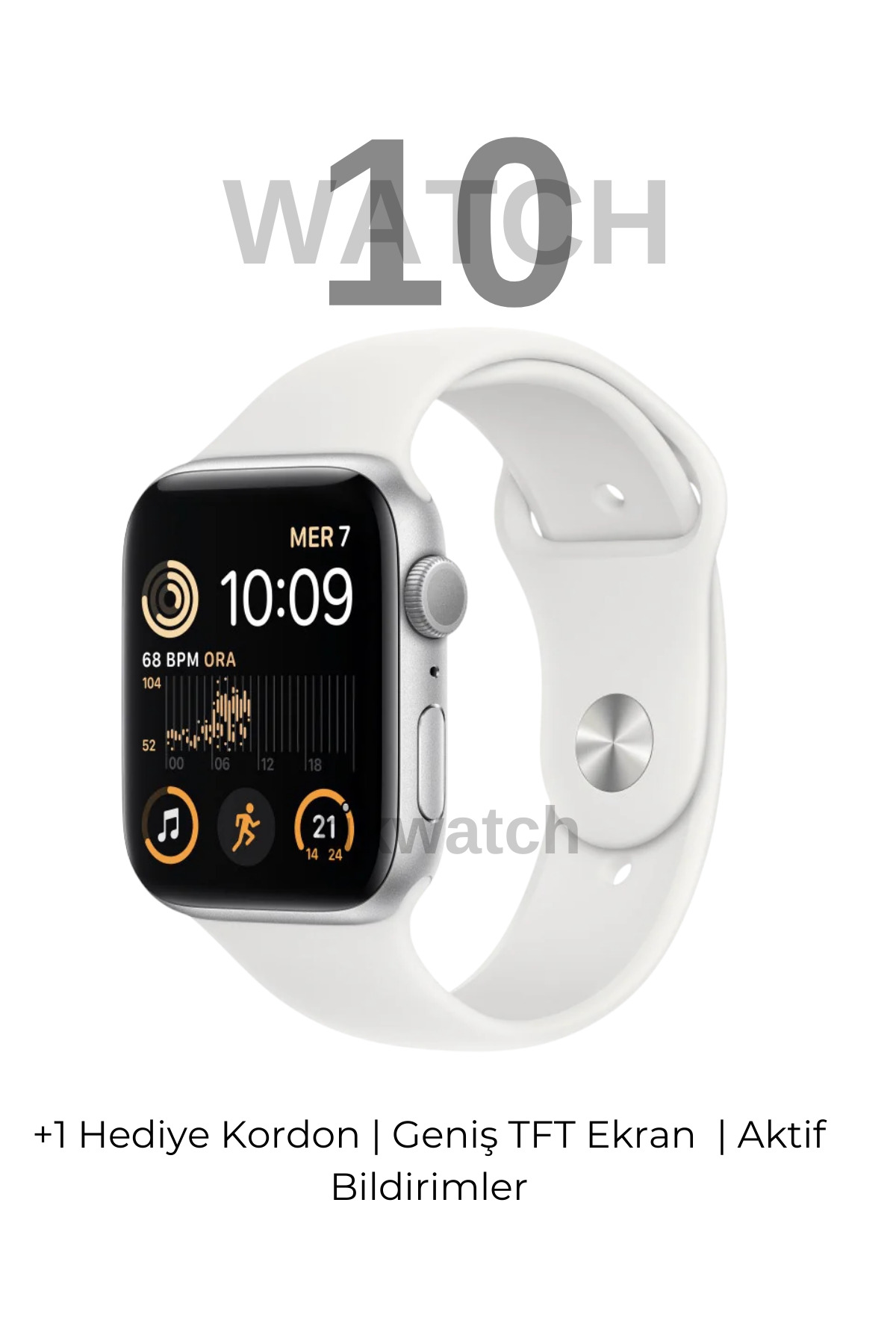 TİKWATCH Watch 10 Series Ios ve Android Uyumlu Akıllı Saat Türkçe Menü Ekstra Kordon Hediyeli