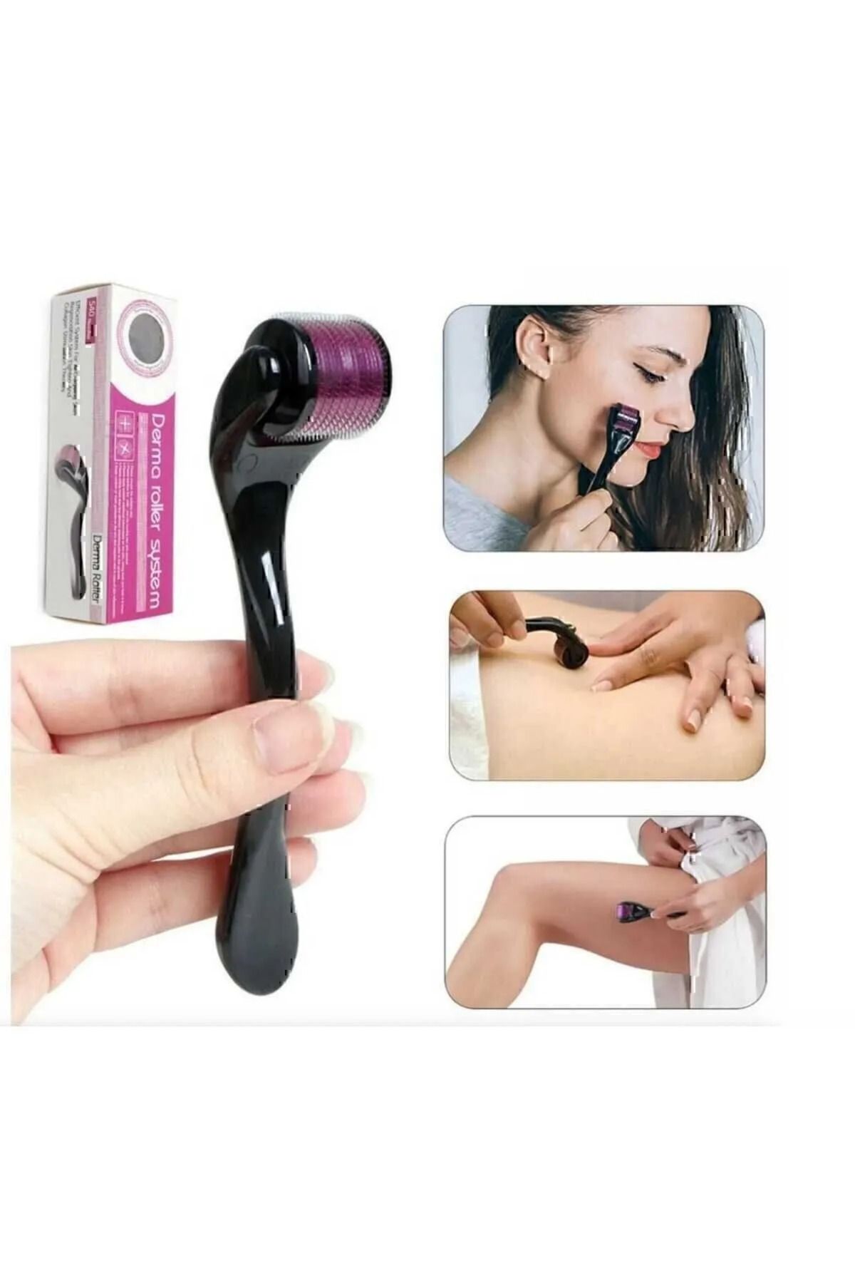 teknotrust Titanyum Uçlu 540 Iğneli Derma Roller 1 mm Iğne Cilt Yüz Vücut Yenileme Masaj Aleti