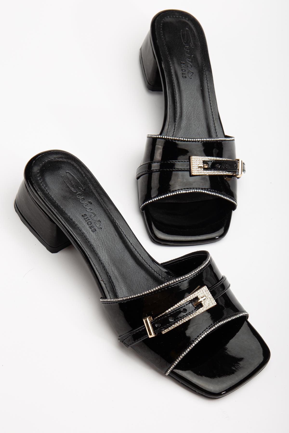 SUİNS SHOES-Suins Carter Model Stone Buckle Detailed Slippers 3