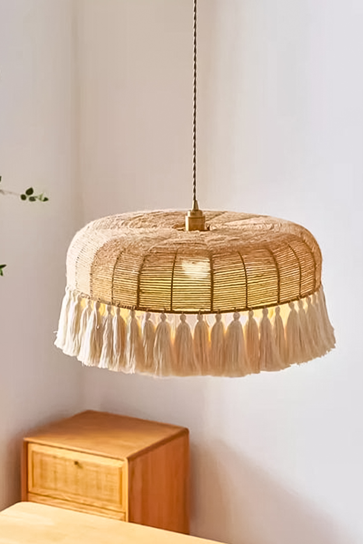 NYLife-Wicker and Macrame Bohemian Rustic Conical Tassel Special Design Chandelier 5
