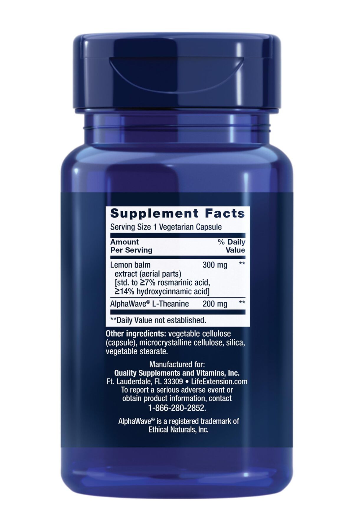 Life Extension-Lemon Balm & L-Theanine Stress Relief Supplement, Gluten-Free, Non-GMO, Vegetarian, 30 Capsules 2