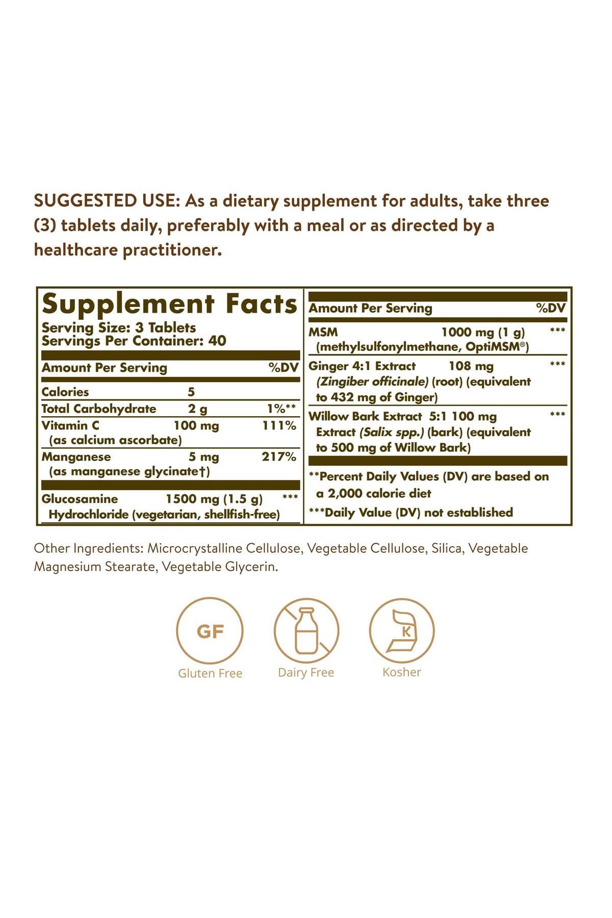 Solgar-Glucosamine MSM Complex, 120 Tabs - Joint Health, Shellfish-Free, Gluten-Free, Kosher 2