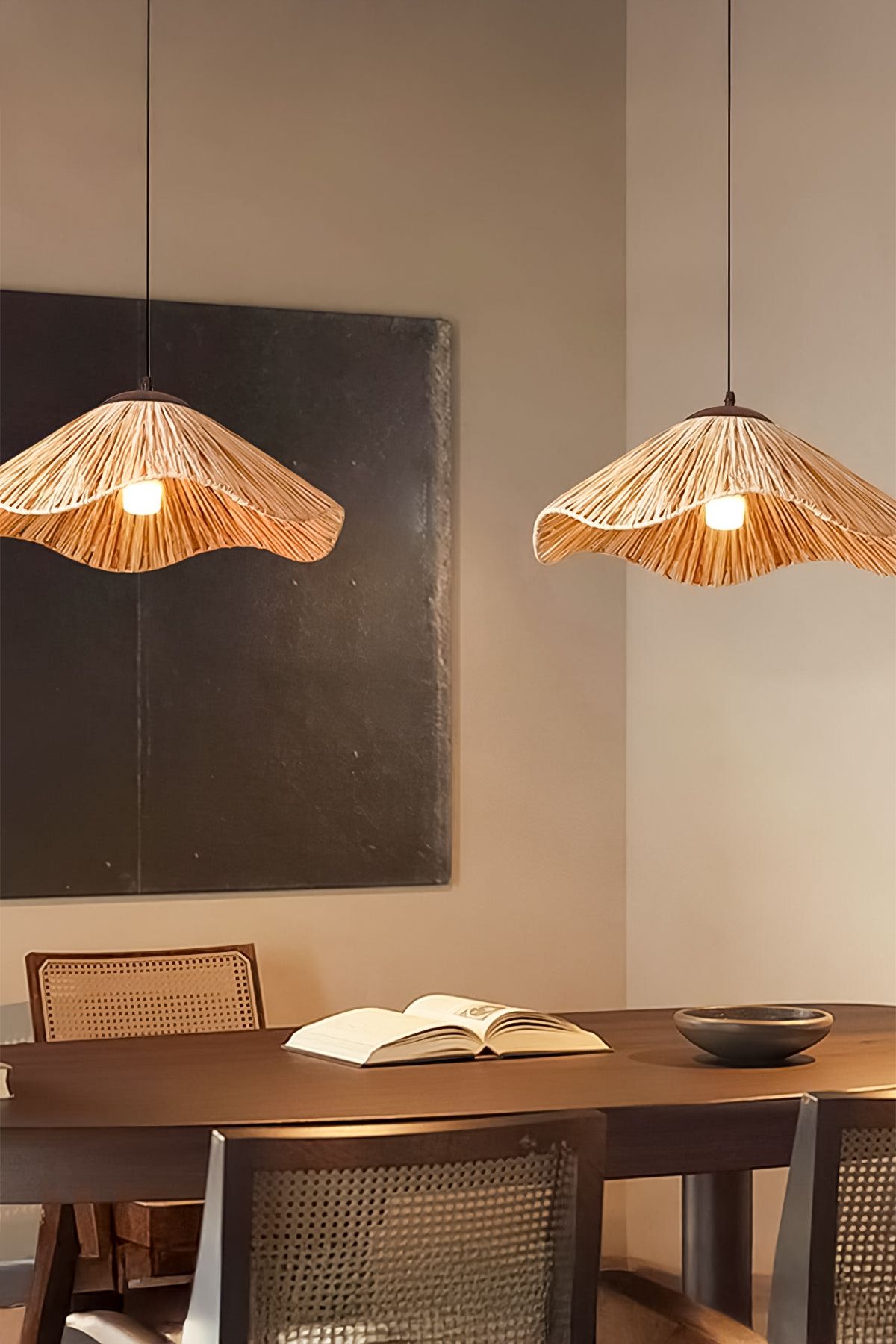 NYLife-Special Design Curved Paper Raffia Bohemian Rustic Scandinavian Style Chandelier 2