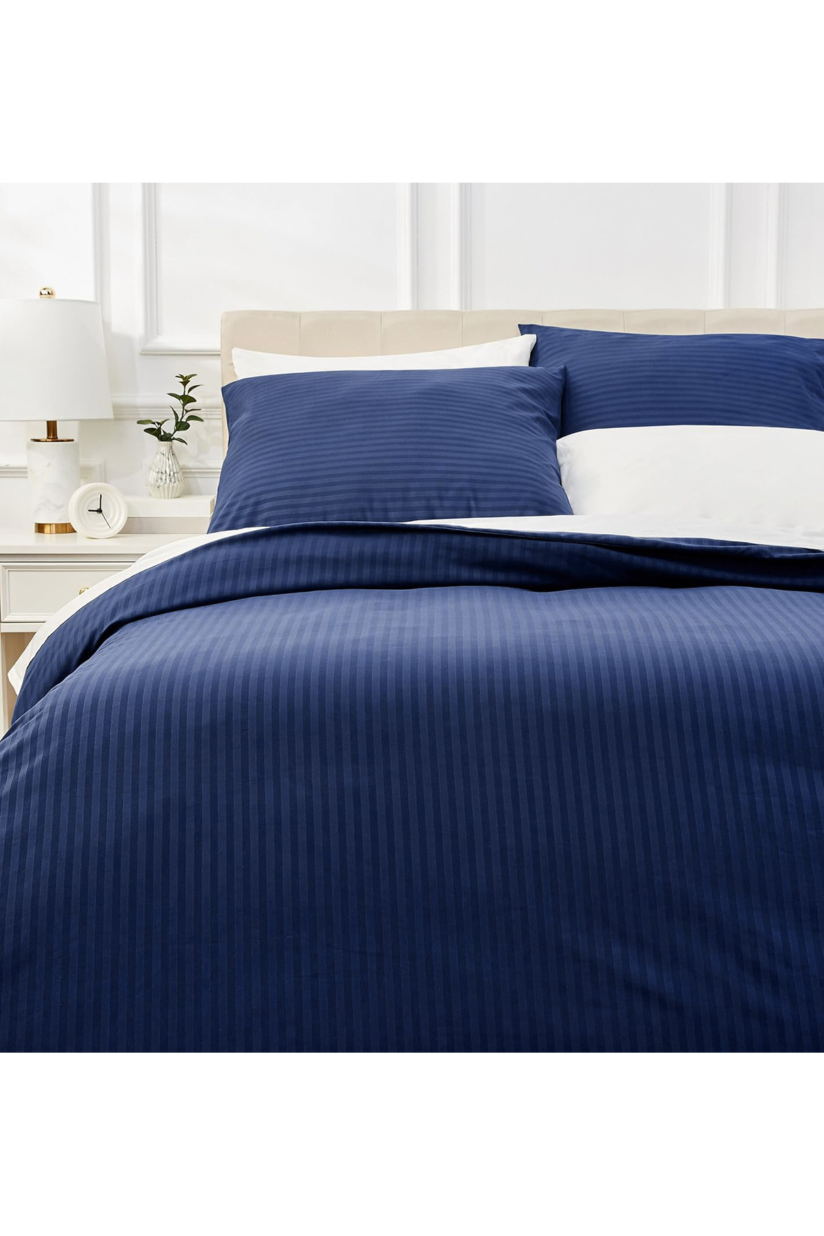 CAQQA Premium Lacivert Çift Kişilik Saten Nevresim Takımı fotoğrafı 2 (önizleme)