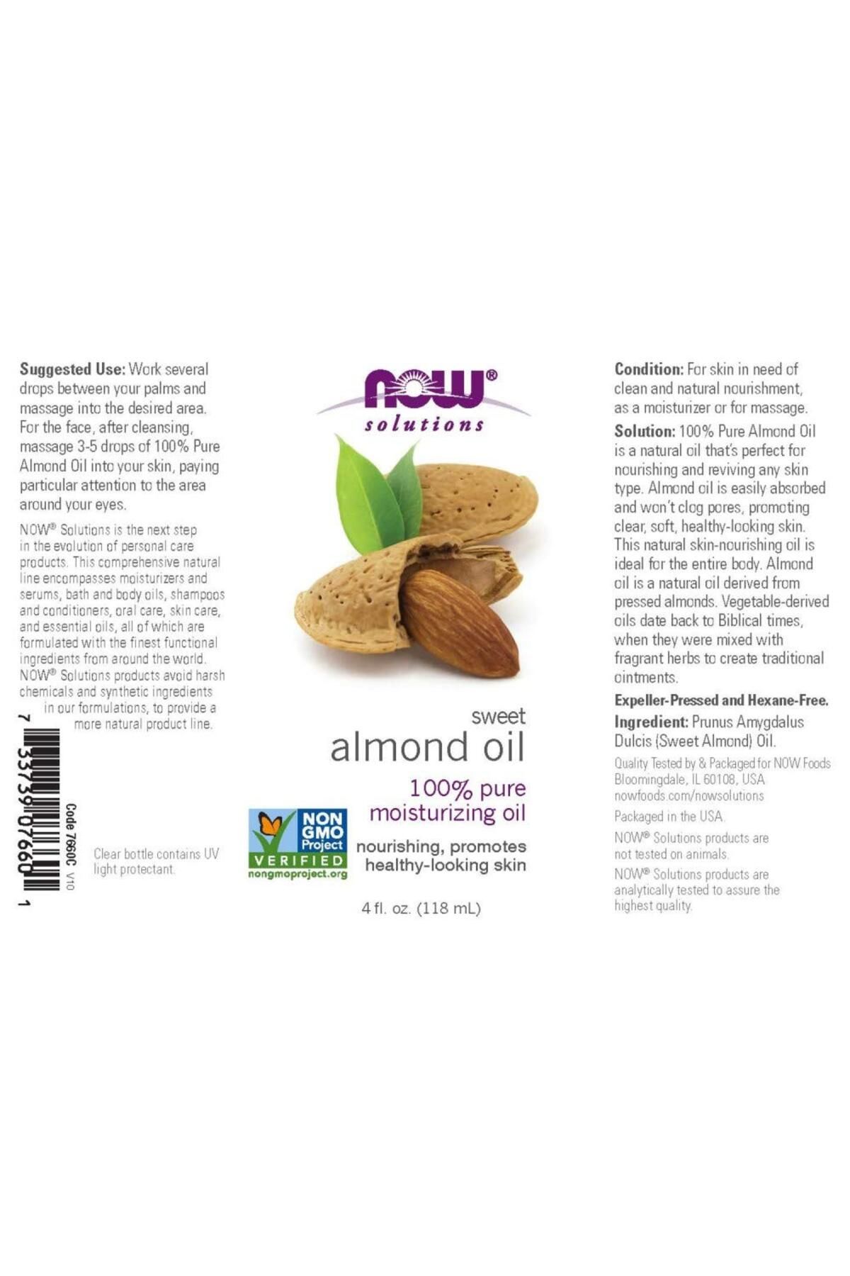 Now Foods-Sweet Almond Oil, 100% Pure Moisturizing, Promotes Healthy Skin, Unscented, 4-Ounce 2