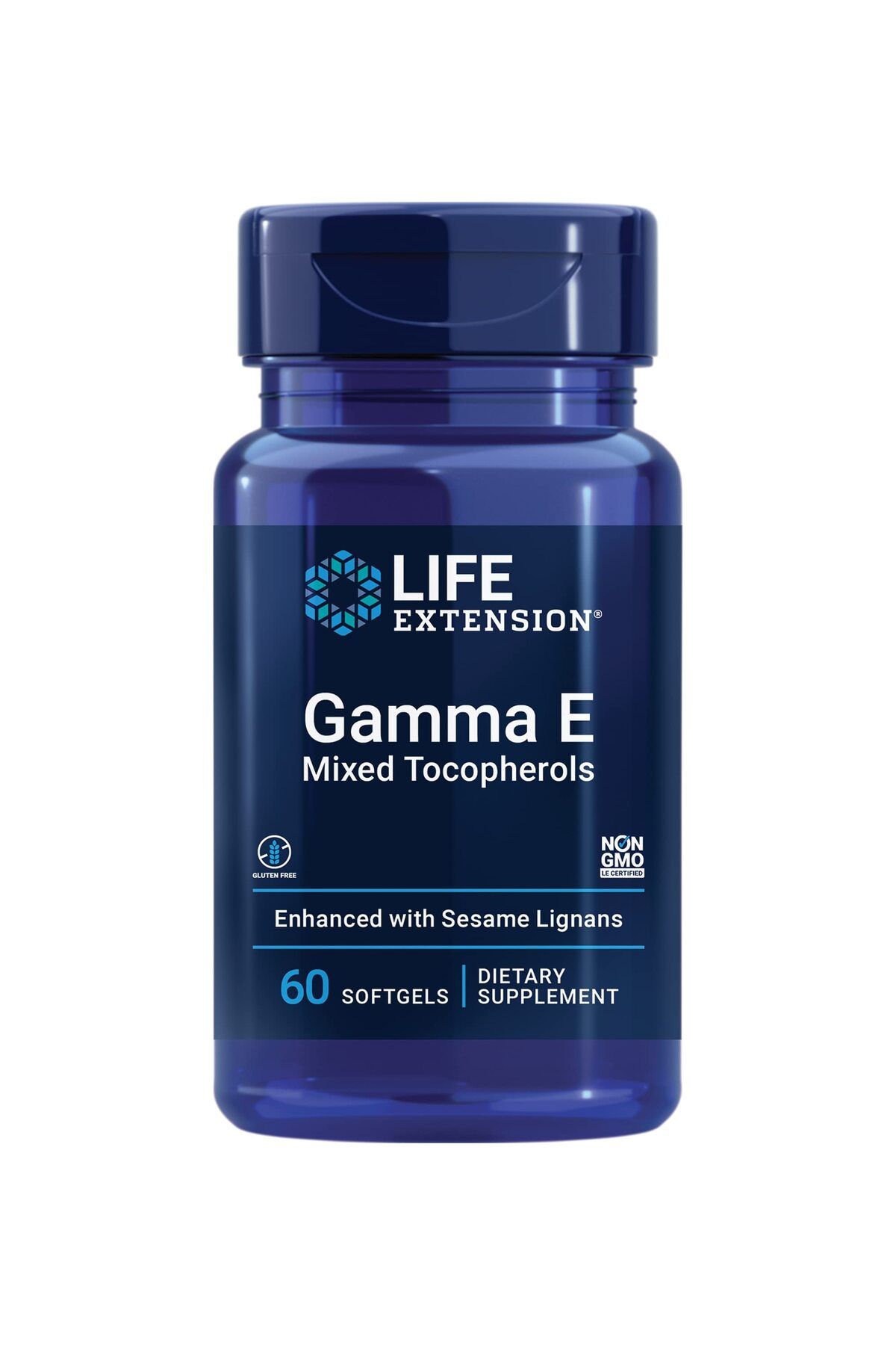 Life Extension-Gamma E Mixed Tocopherols, Vitamin E with Sesame Lignans, Gluten-Free, Non-GMO, 60 Softgels 1