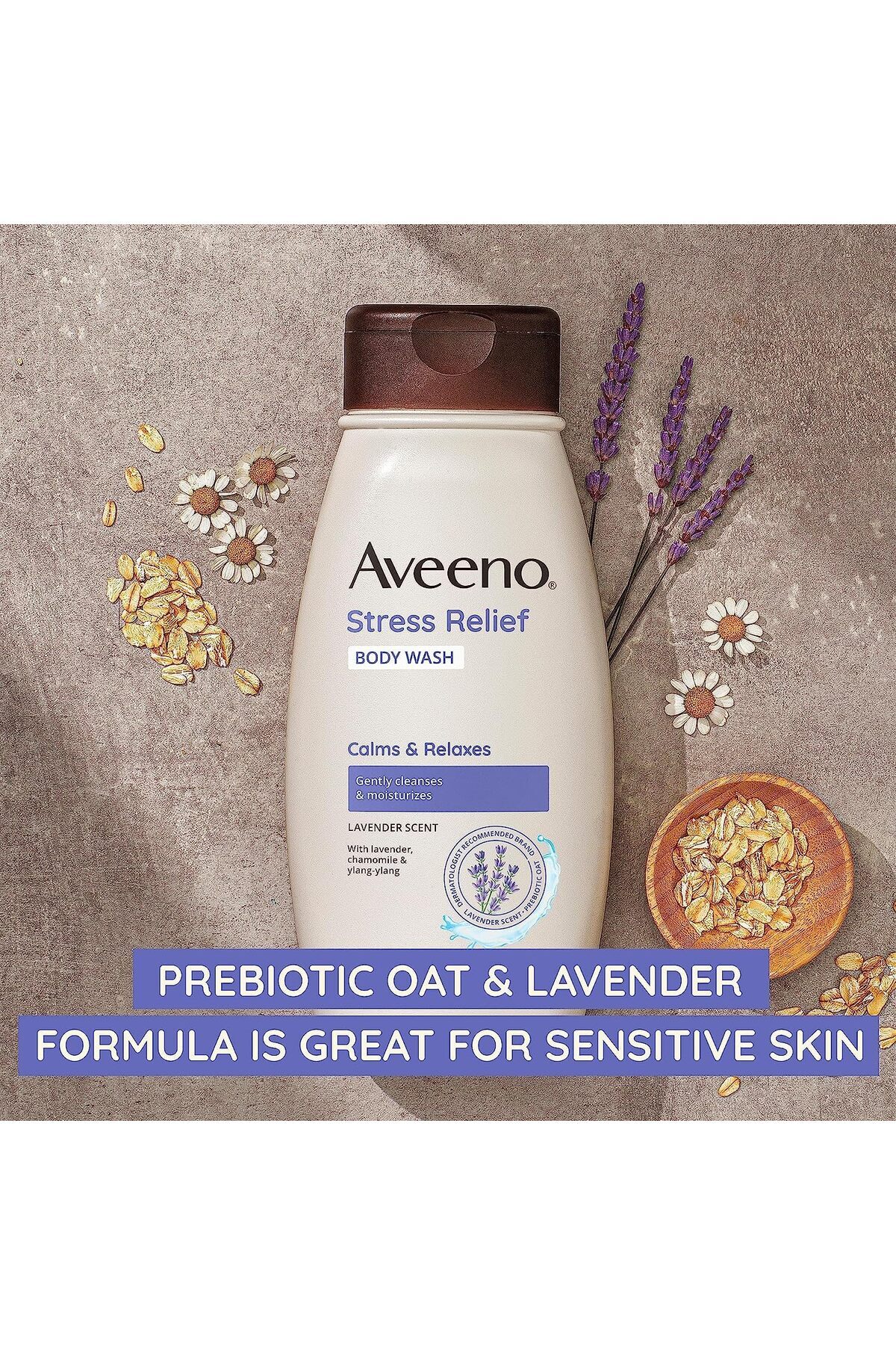AVEENO-Stress Relief Body Wash with Oat & Lavender, Sensitive Skin, Moisturizing, Sulfate-Free, 18 fl. oz 4