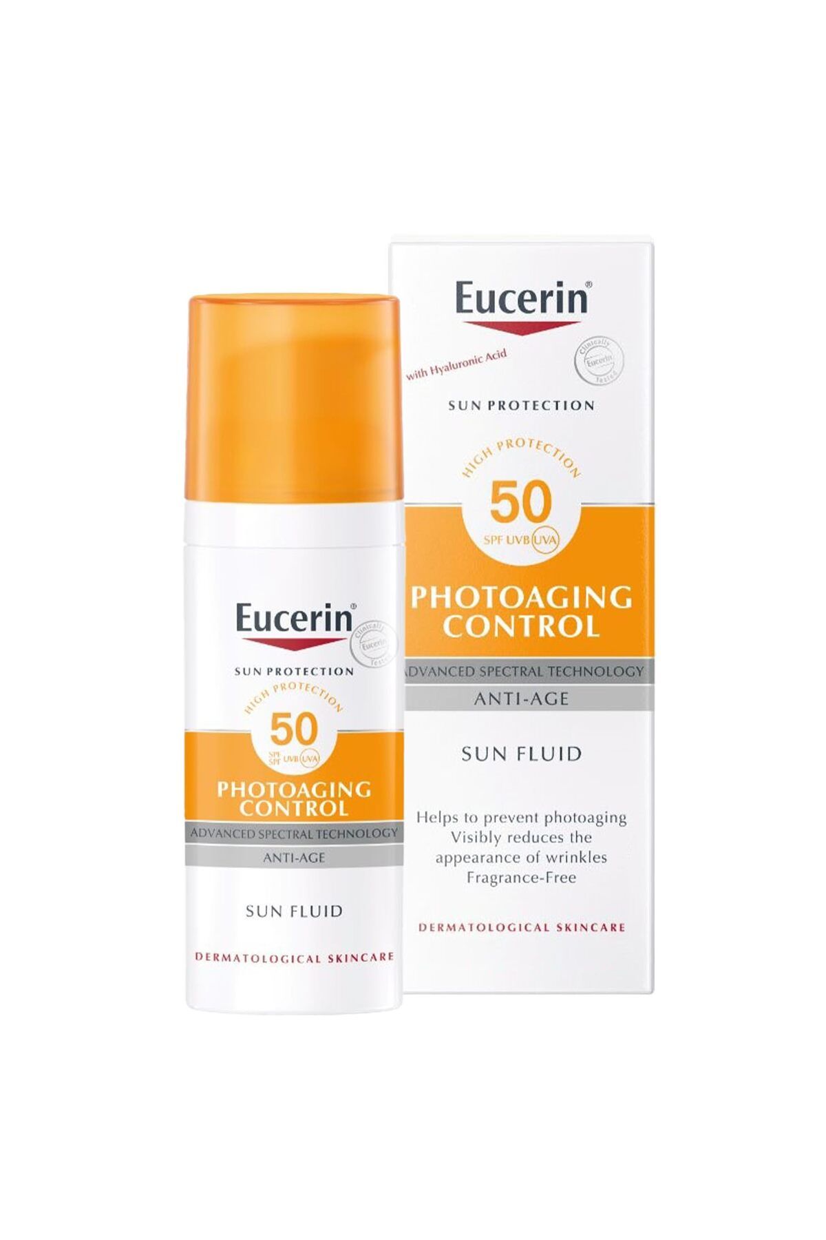 Eucerin-Face Sunscreen SPF 50, Anti-Age Sun Fluid, UVA/UVB Protection, Wrinkle Reduction, Make-Up Base, 50ml 6