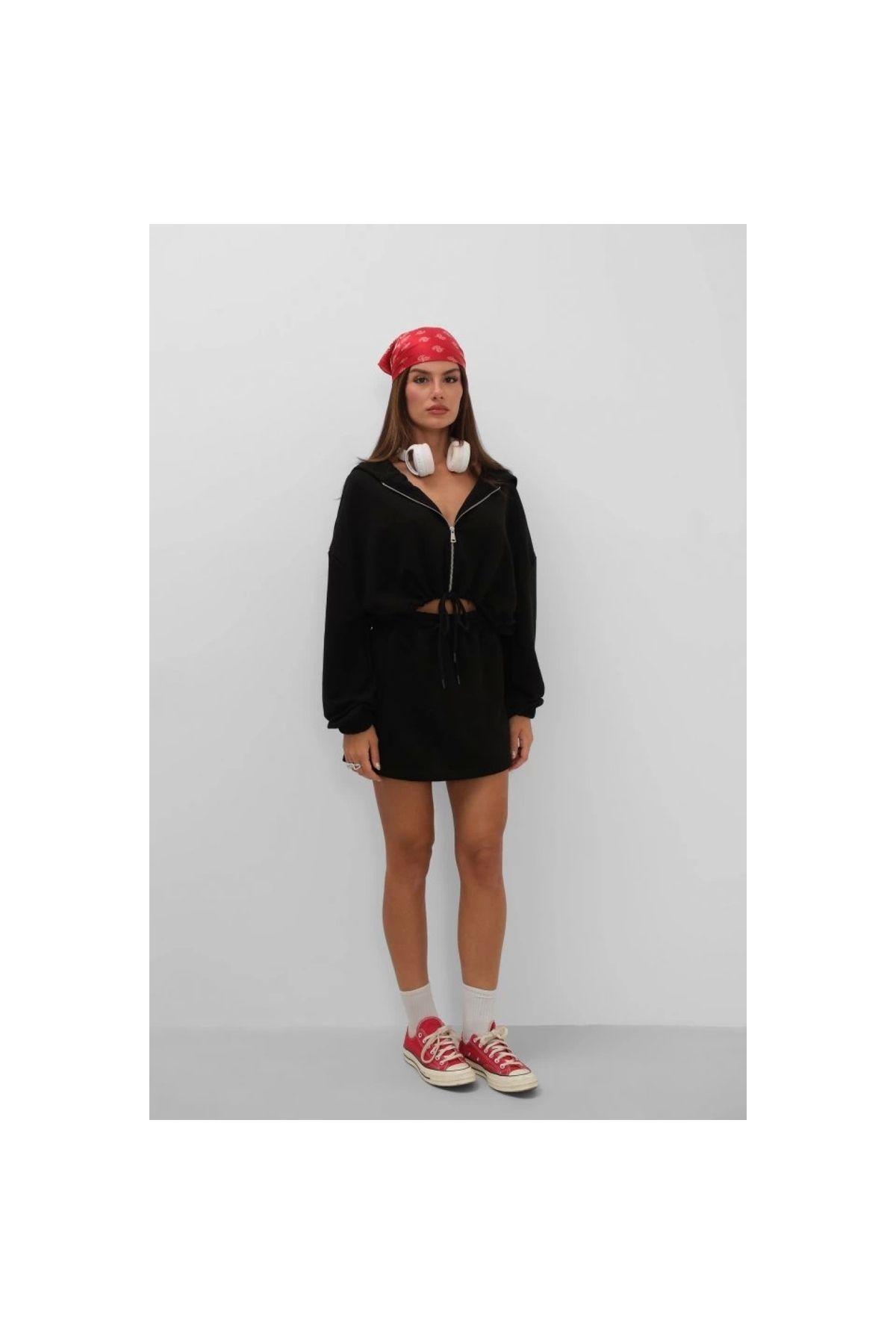 Marsilyan Beli Lastikli Mini Etek
