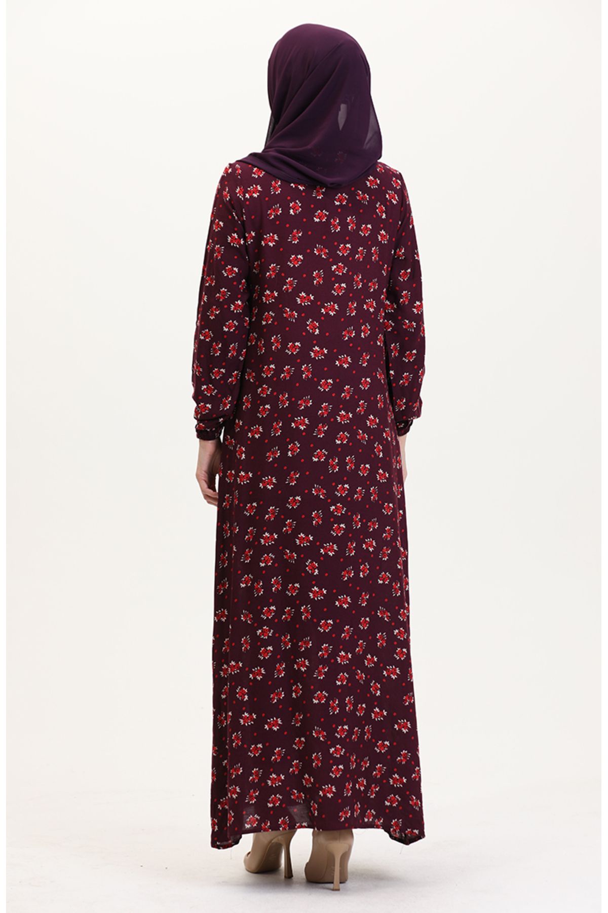 sefamerve-Gemustertes Viskosekleid 0007-03 Pflaume 5