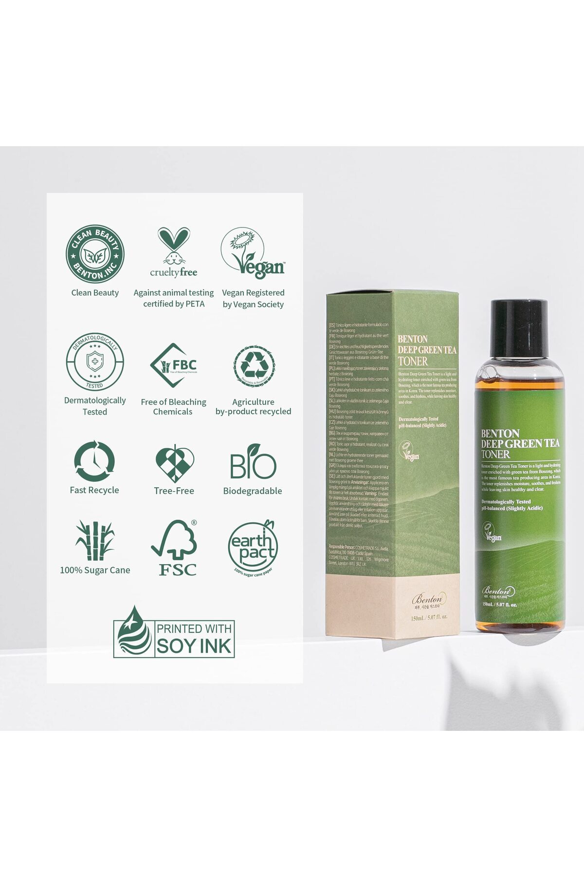Benton-Deep Green Tea Toner 150ml - Sensitive & Oily Skin Korean Face Toner 6
