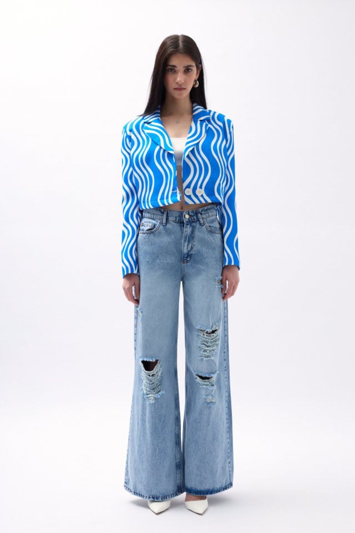 MHT STORE Desenli Crop Ceket
