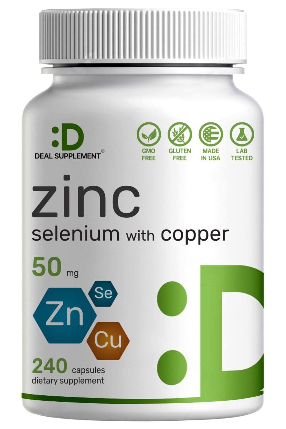 Generic-Zinc 50mg with Selenium + Copper, 240 Capsules, 8-Month Supply, Immune Support 1