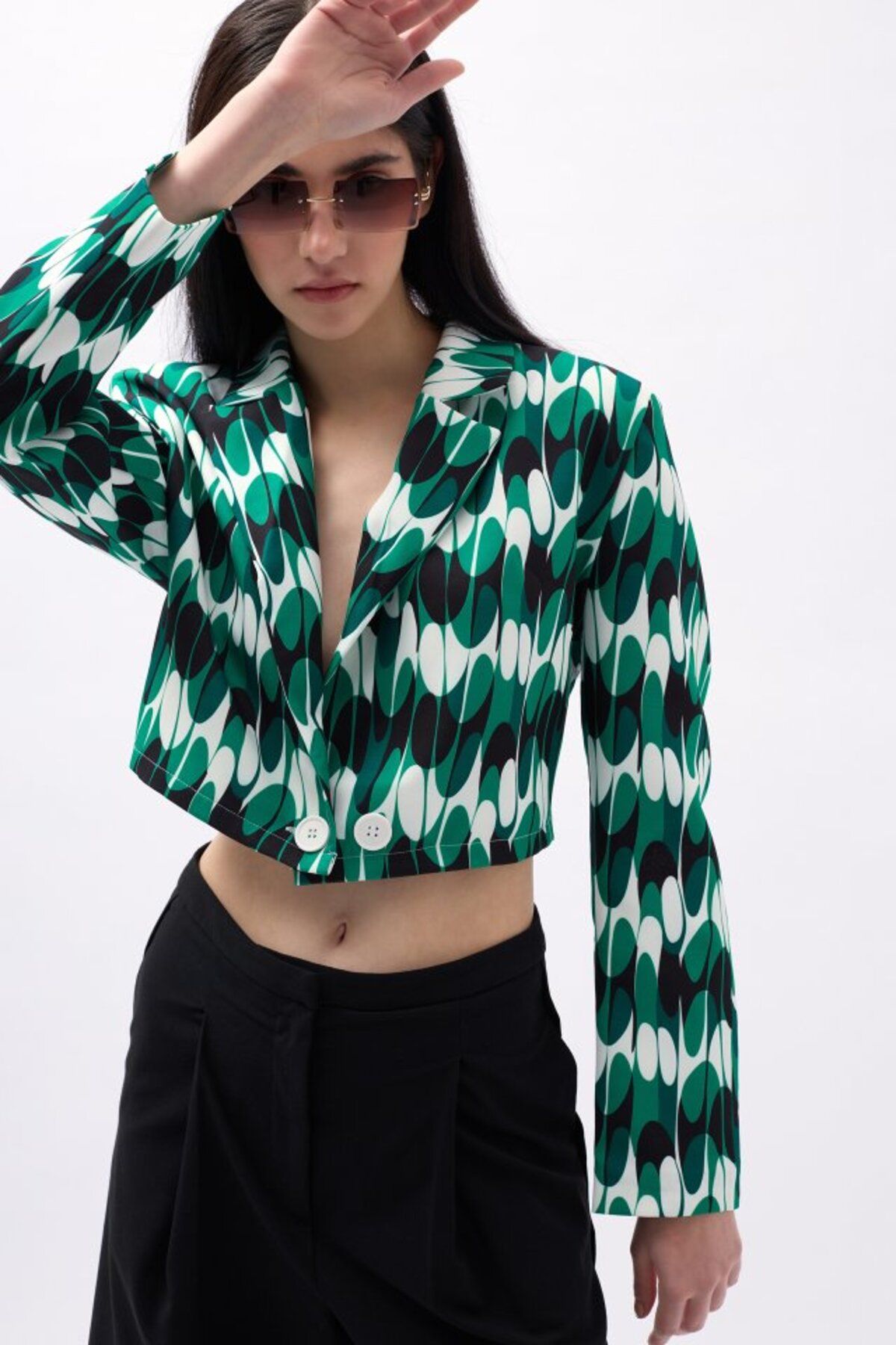 Moka Shopin-Mokashopin Patterned Crop Jacket 4