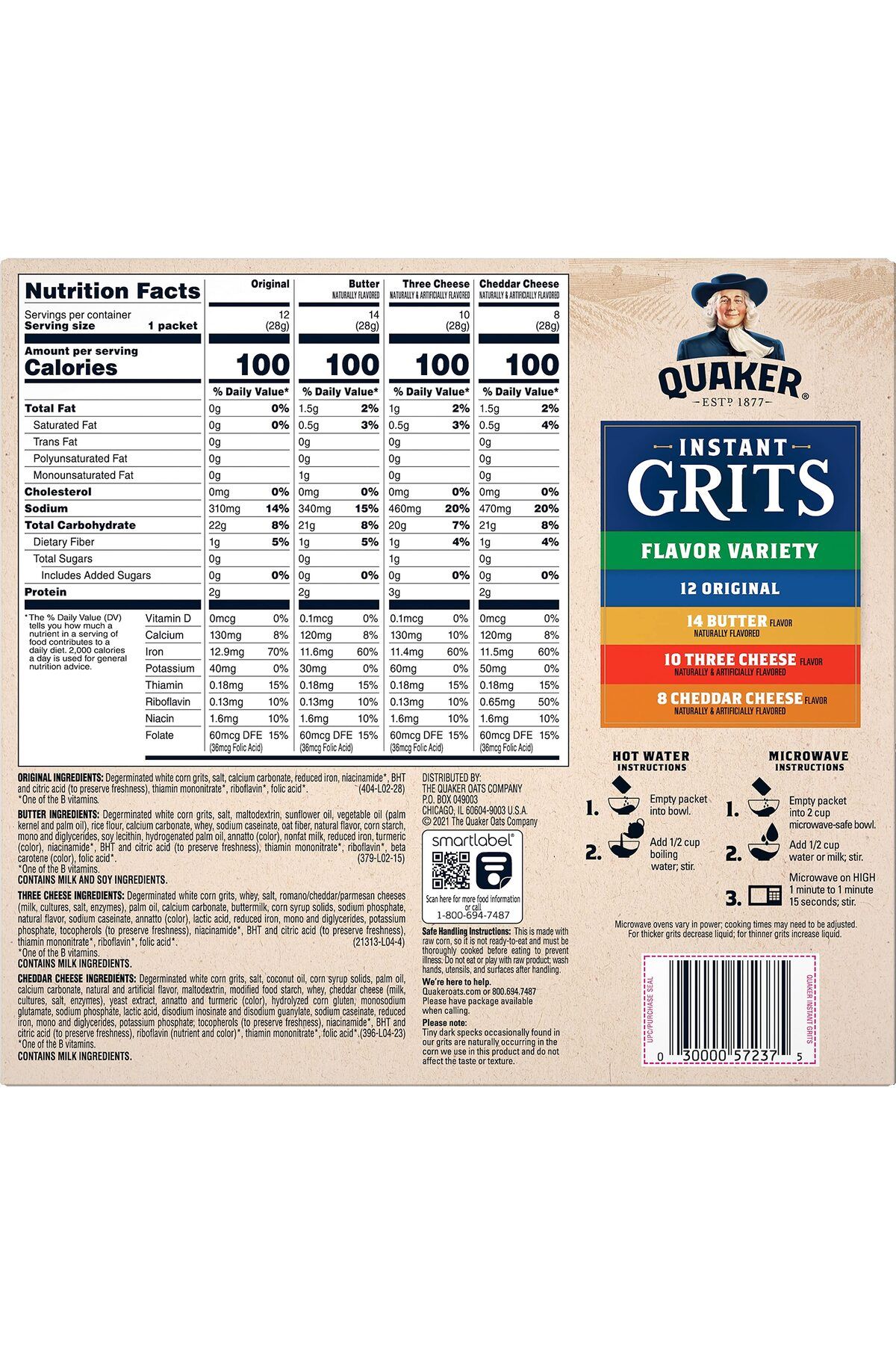 Quaker-Instant Grits, 4 Flavor Variety Pack, 0.98oz Packets,44 Count (Pack of 1) 4