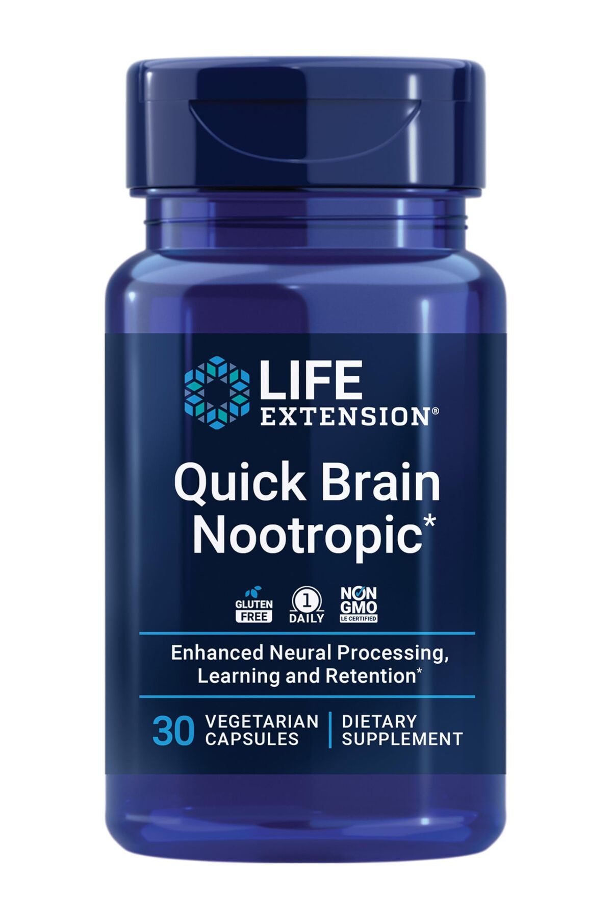 Life Extension-Quick Brain Nootropic, 30 Veg Caps—Enhanced Brain Performance, Gluten-Free, Non-GMO, 1-Daily 1