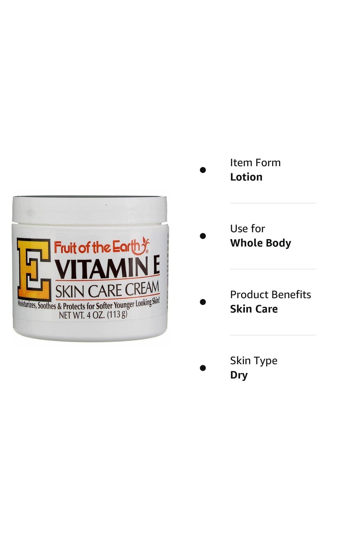 Fruit Of The Earth-Vitamin E Skin Care Cream 4 Ounce Cream 4