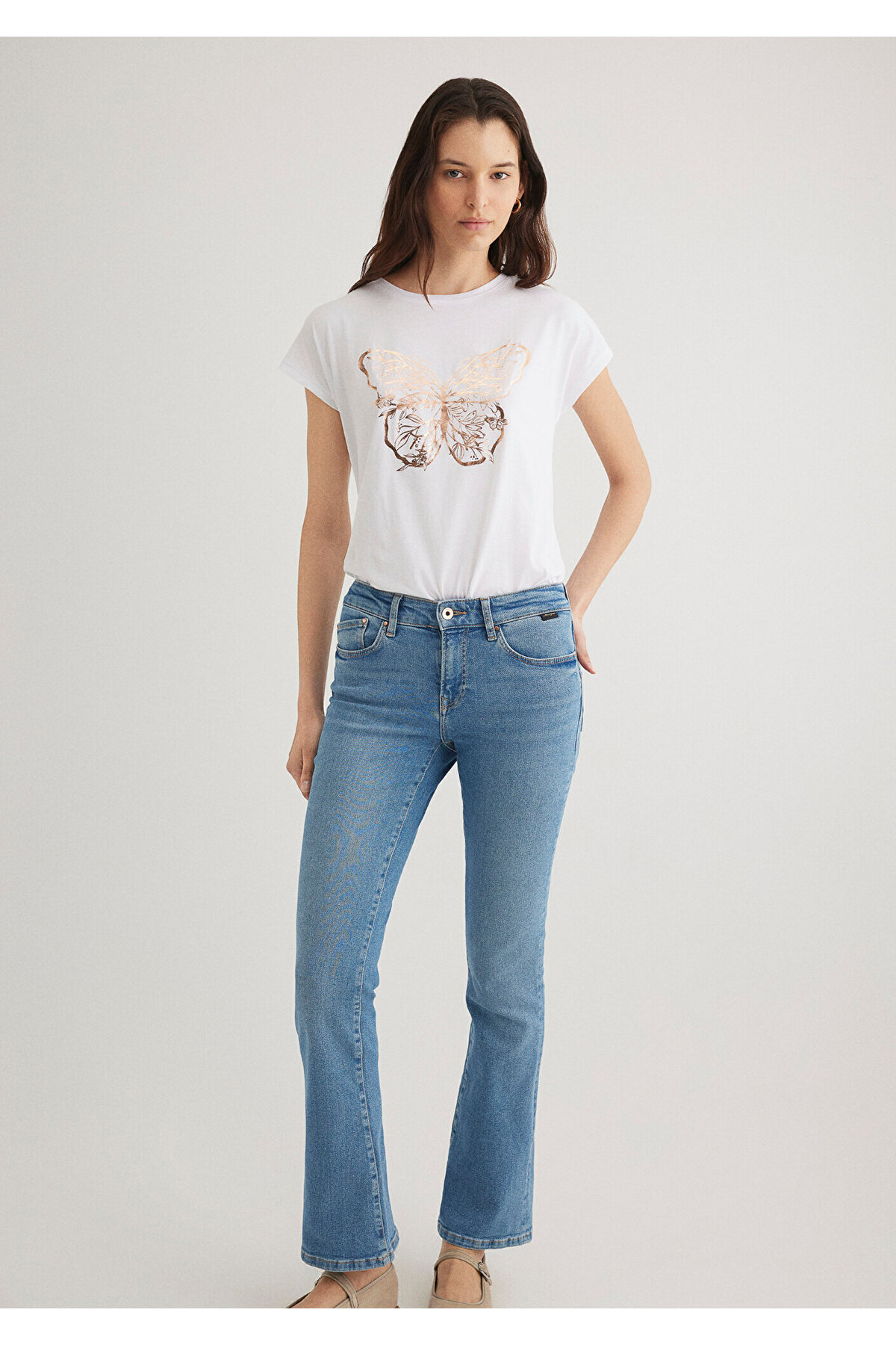 Mavi-Butterfly Printed White T-Shirt Regular Fit 1613023 -620 2