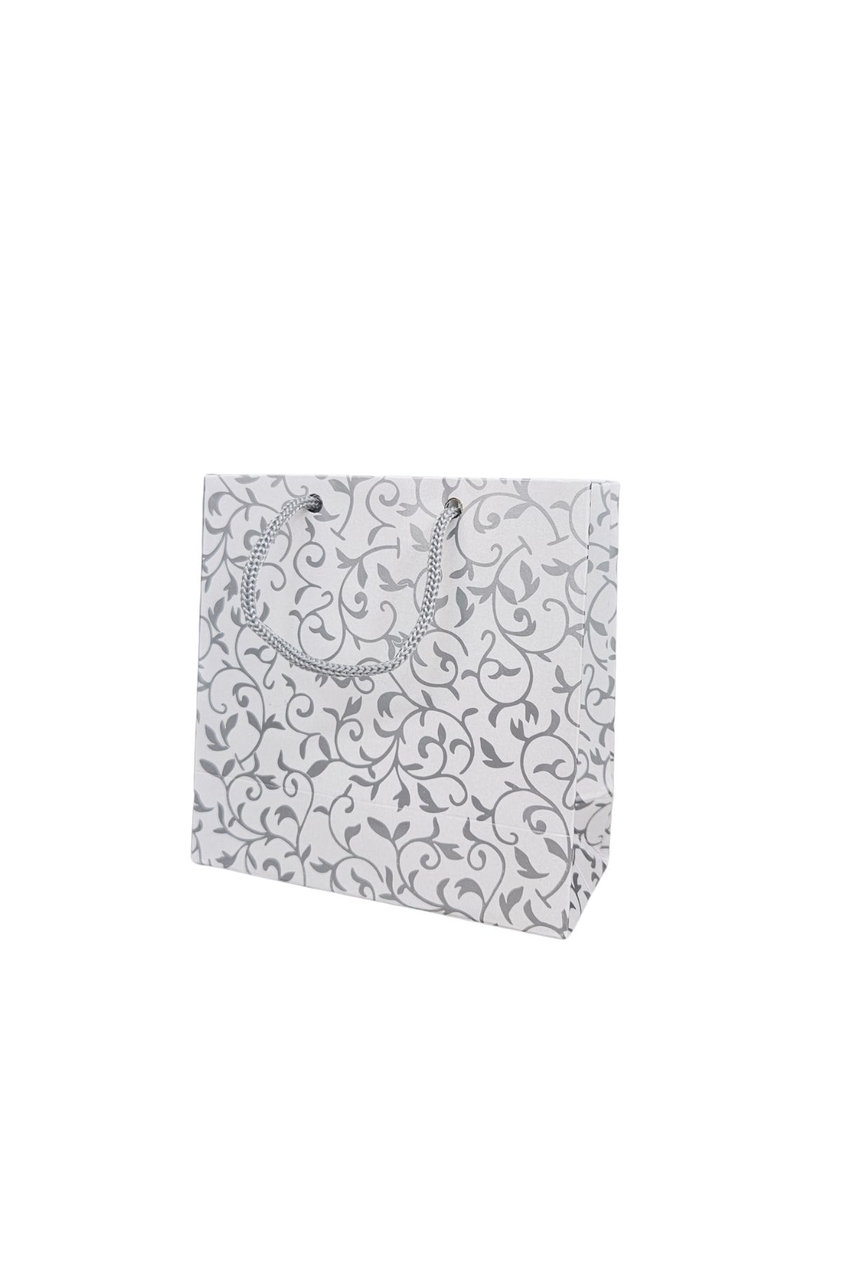 ÖZER KUTU Alb Cu Model Argintiu (pachet De 50) Geanta Din Carton 11x11 - One Size