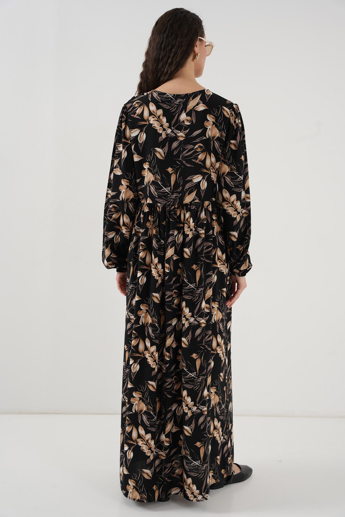 Bigdart-1947 Patterned Long Dress - L. Black 6