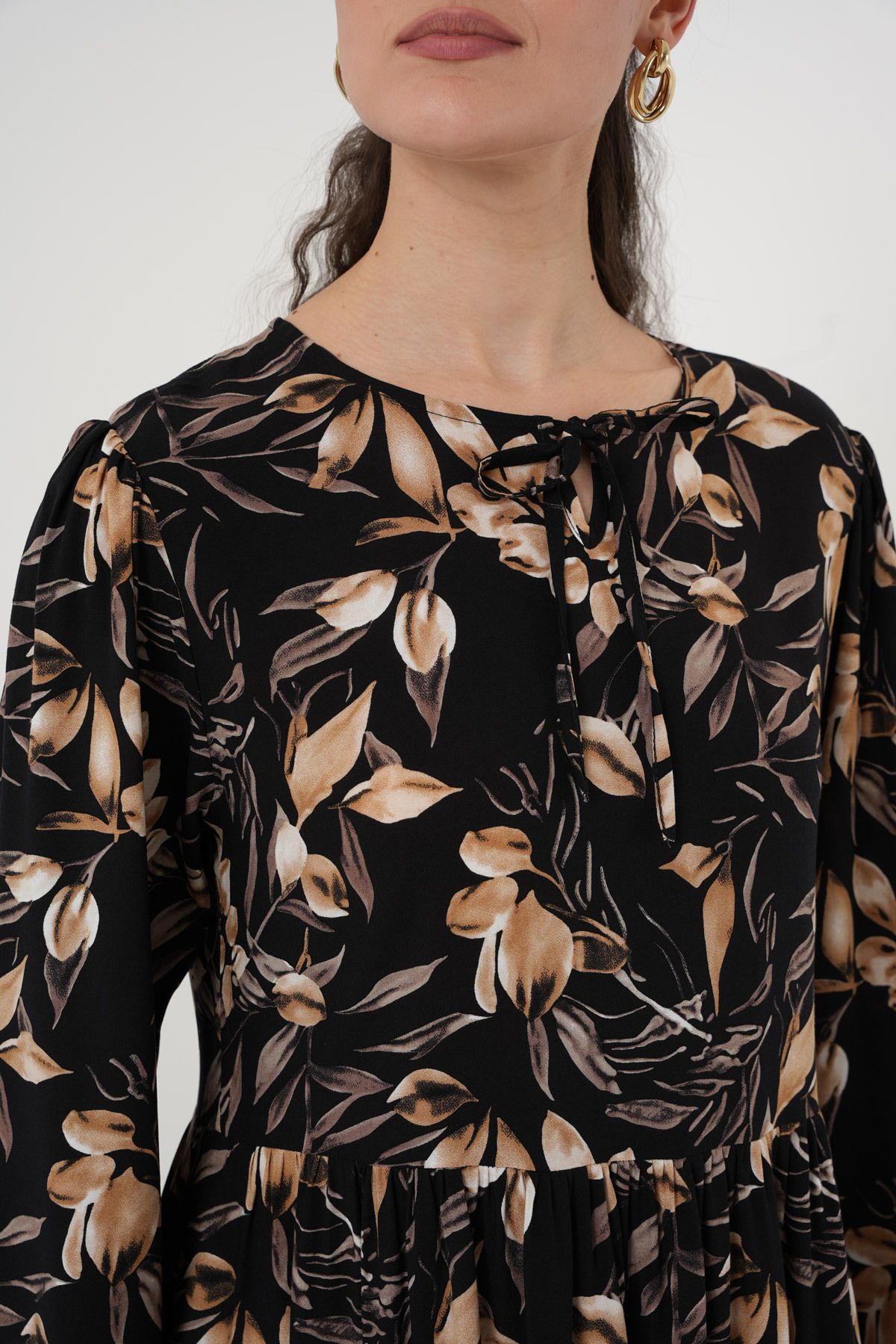 Bigdart-1947 Patterned Long Dress - L. Black 5
