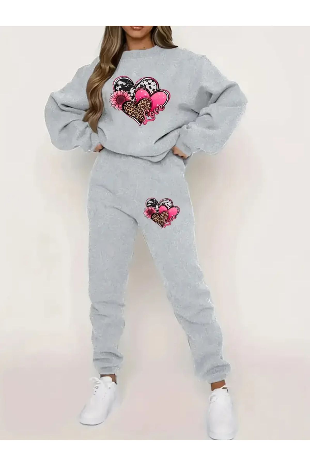 PENTHİLUS-Love Heart Printed Tracksuit Set 2