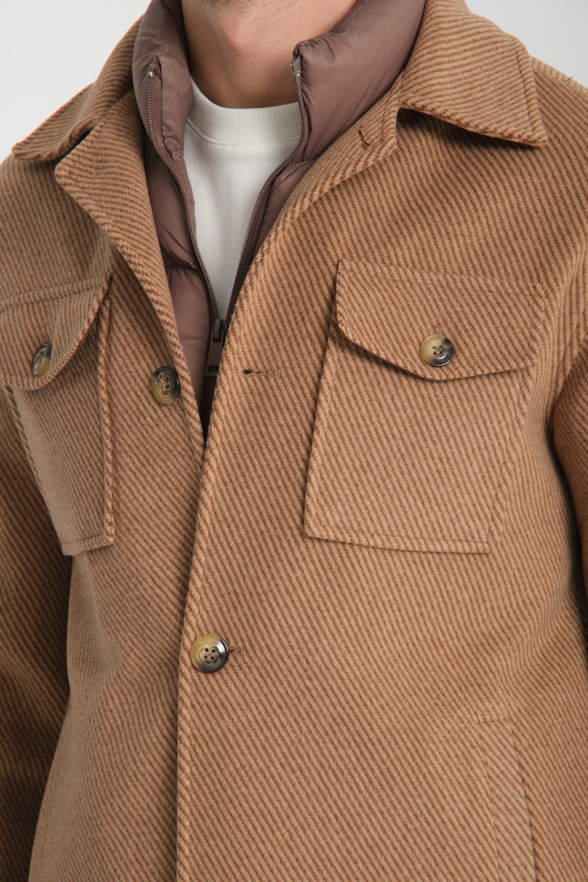 Maxi Erkek Camel Diagonel Likralı Kısa Önü Çıkmalı Kaşe-Kaban — فلزی 9995 MAXİ — تصویر 3 از 8