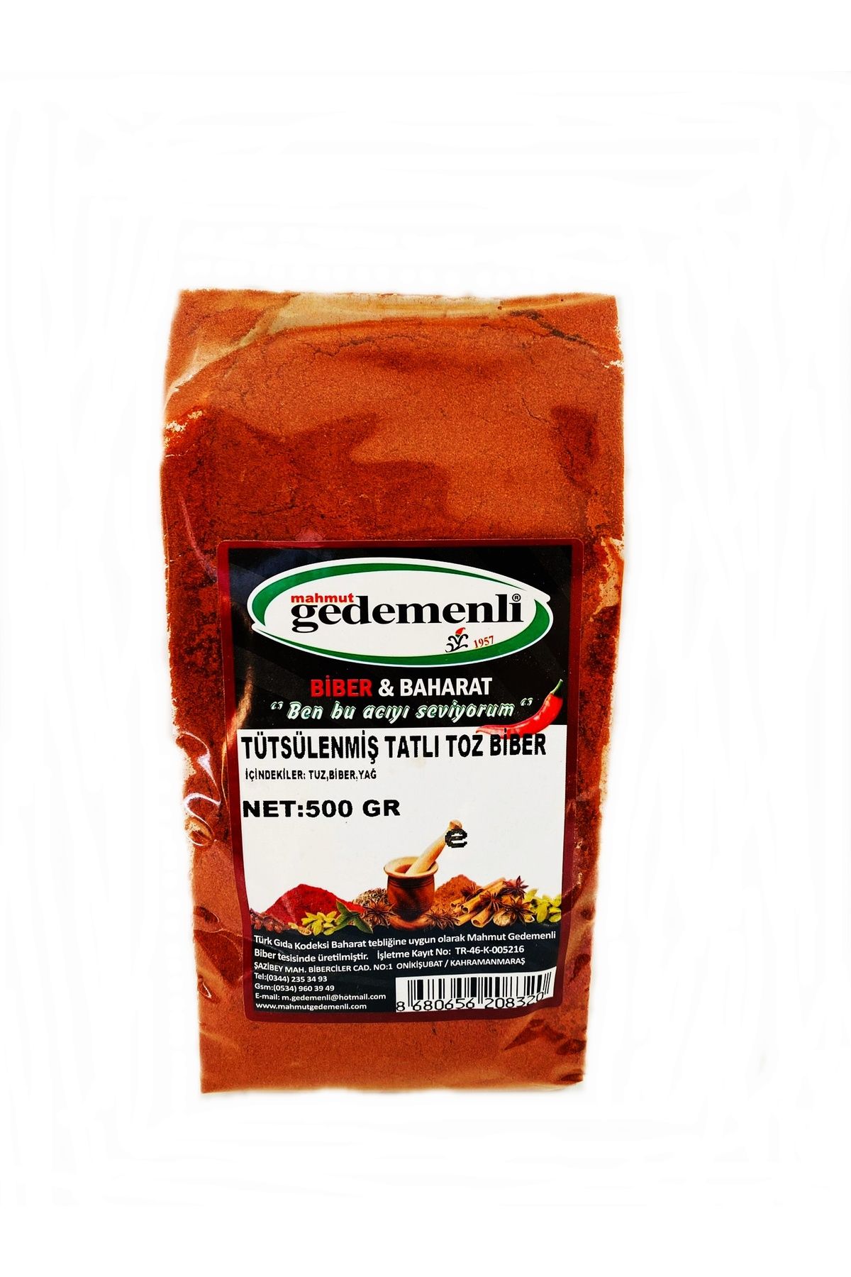 GEDEMENLİ TÜTSÜLENMİŞ TATLI TOZ BİBER 500 GR