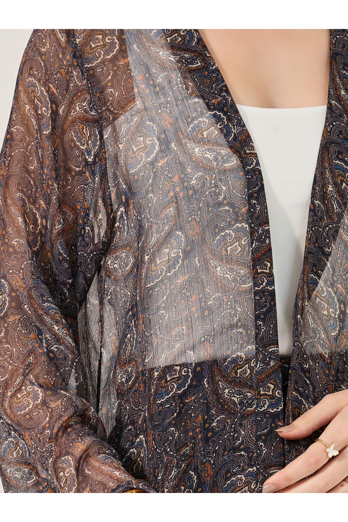 Styli-printed abaya and inner top and pants set 4