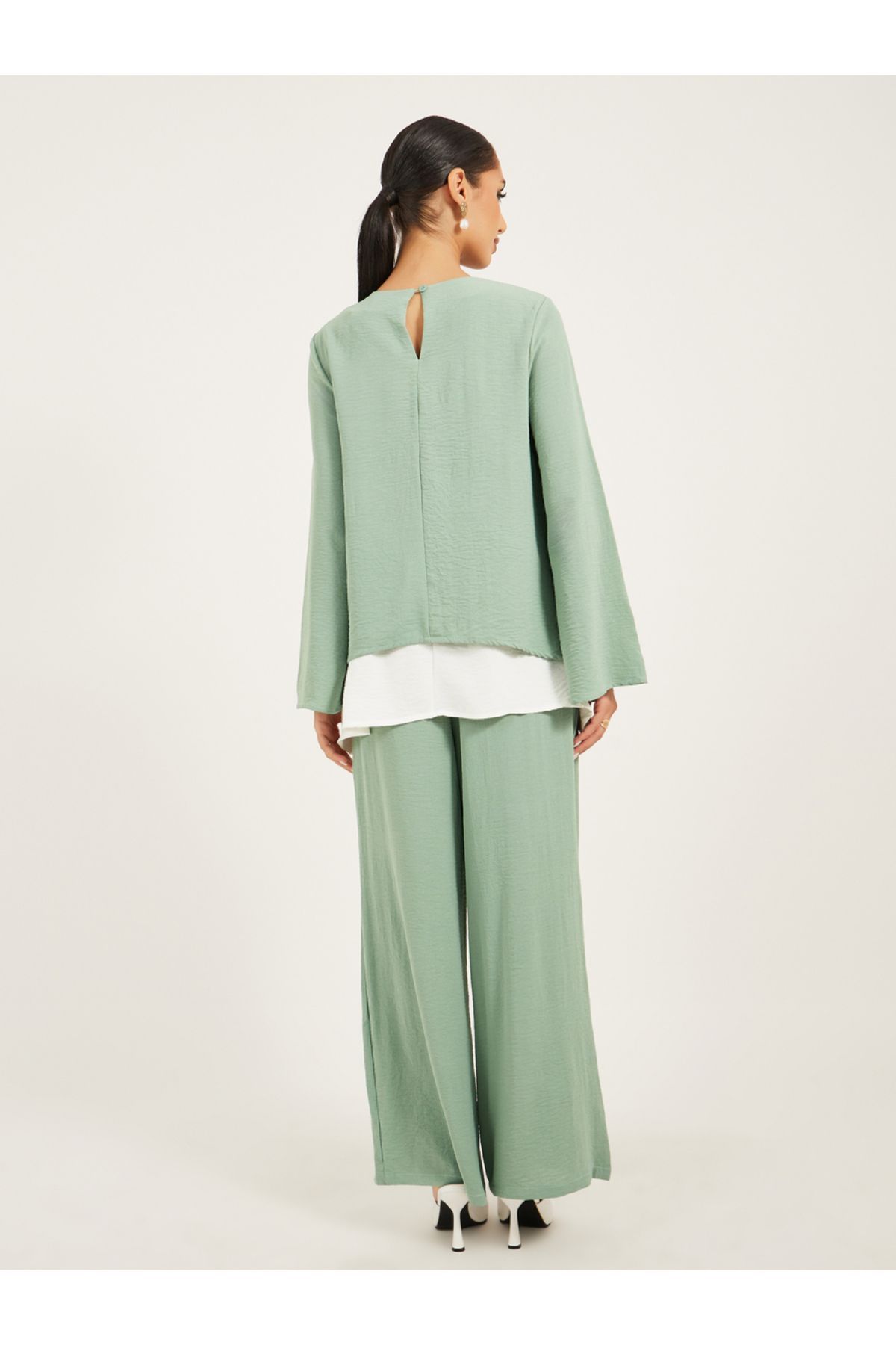 Styli-Wide leg pants and long top modest set 5