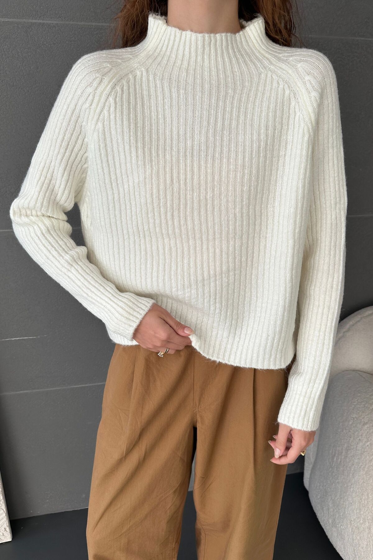 1001moda-Half Fisherman Ribbed Knitwear Sweater 3