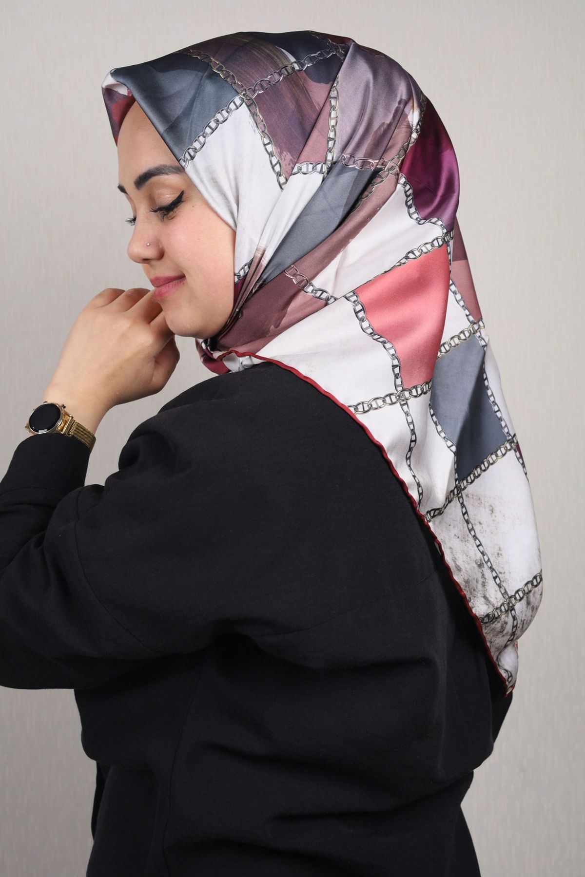 PİRAMİT Eșarfă Din Raion Cu Model Pyramid Luxer - Model-51 - Culoare-02 - One Size